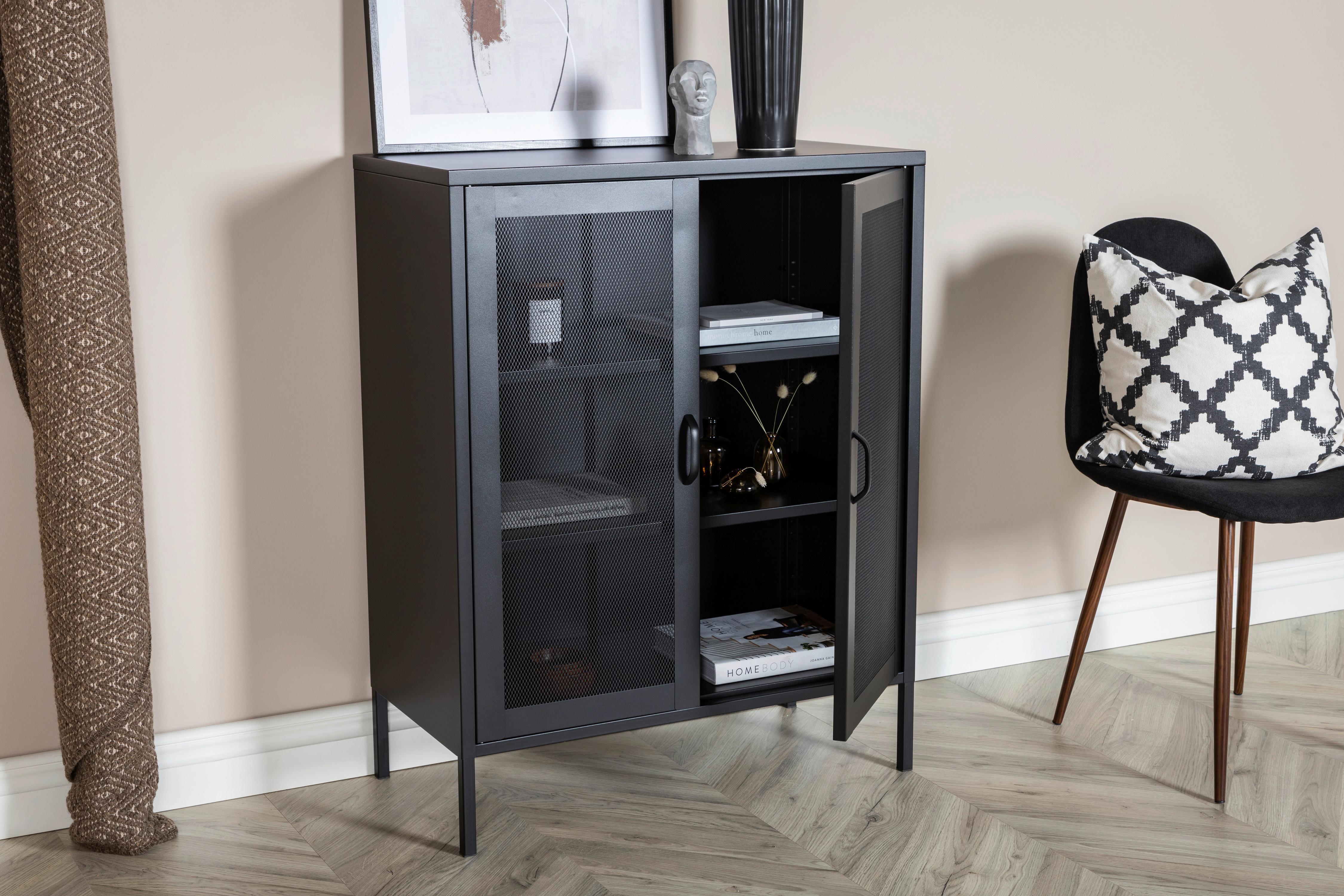 SIDEBOARD MISHA - Schwarz, Design, Metall (80/101.5/40cm) - Livetastic
