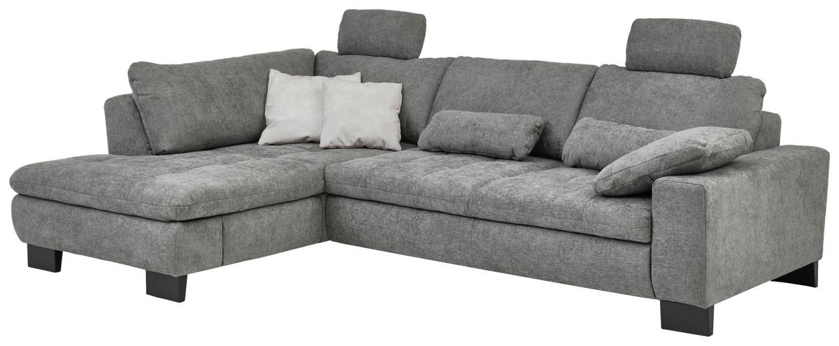 Ecksofa Lando Grau - gris/noir, Modern, textile/métal (197/84/289cm) - Premium Living