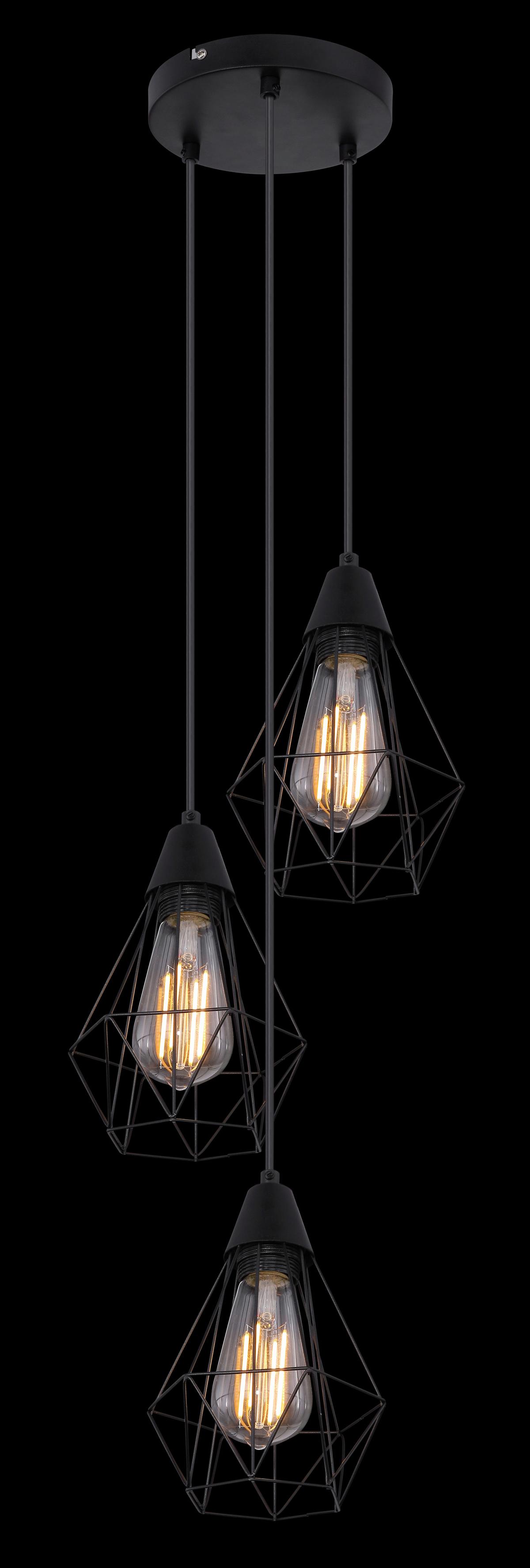 Függőlámpa Industrial - fekete, Basics, fém (29/120cm) - Globo