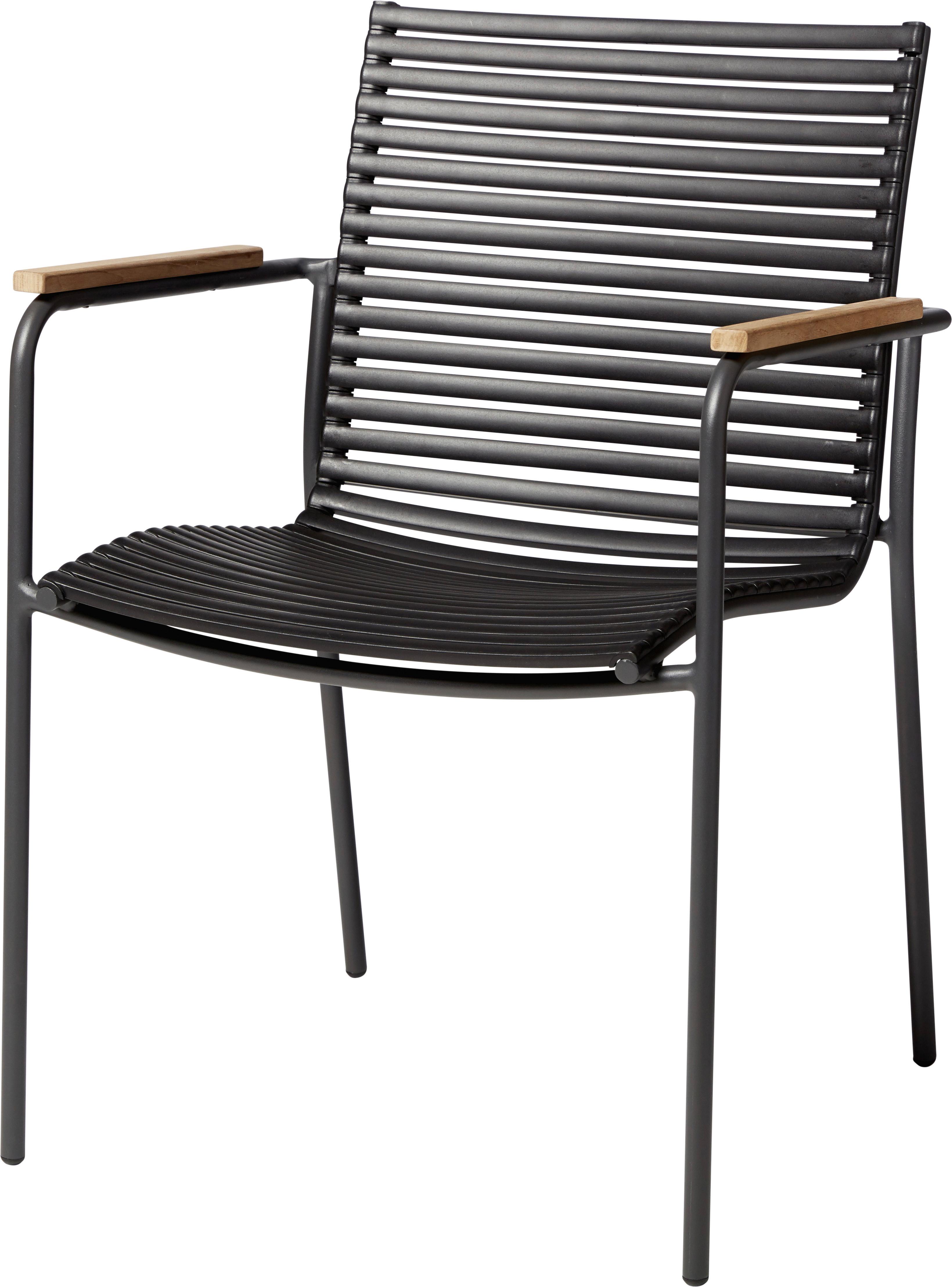 Stapelstuhl Mood Classic Anthrazit/Teakholz - Anthrazit/Schwarz, KONVENTIONELL, Holz/Kunststoff (60/84/56cm) - Gardenson