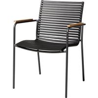 Stapelstuhl Mood Classic Anthrazit/Teakholz - Anthrazit/Schwarz, KONVENTIONELL, Holz/Kunststoff (60/84/56cm) - Gardenson