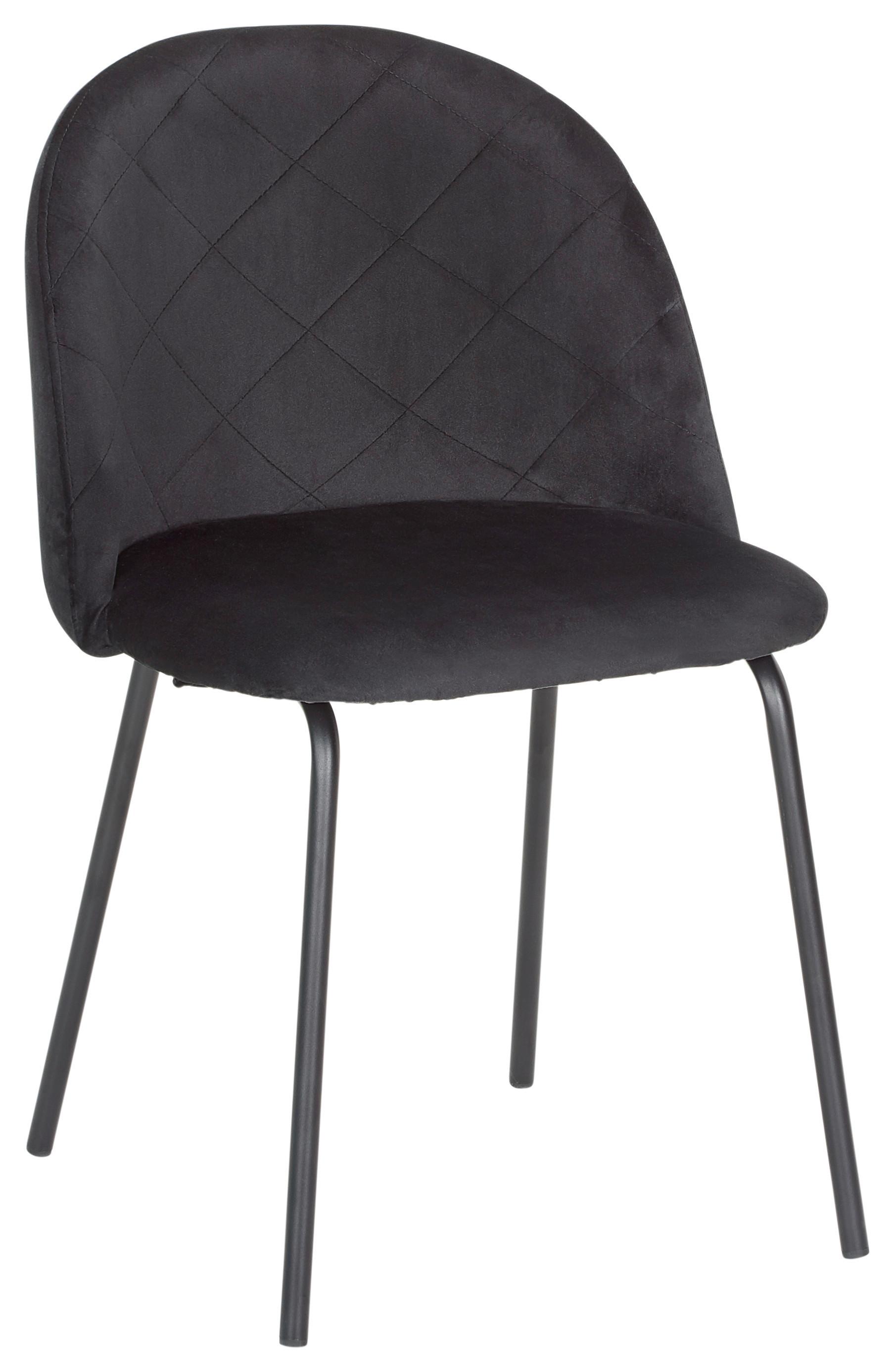 Stuhl "Selina", Samtbezug, schwarz, Gepolstert - Schwarz, MODERN, Textil/Metall (48,5/78/54cm) - Bessagi Home