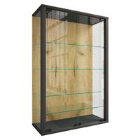 Hängevitrine Udina Schwarz/Honigeiche - Honigeiche/Klar, Design, Glas/Holzwerkstoff (59/91/25cm) - Livetastic