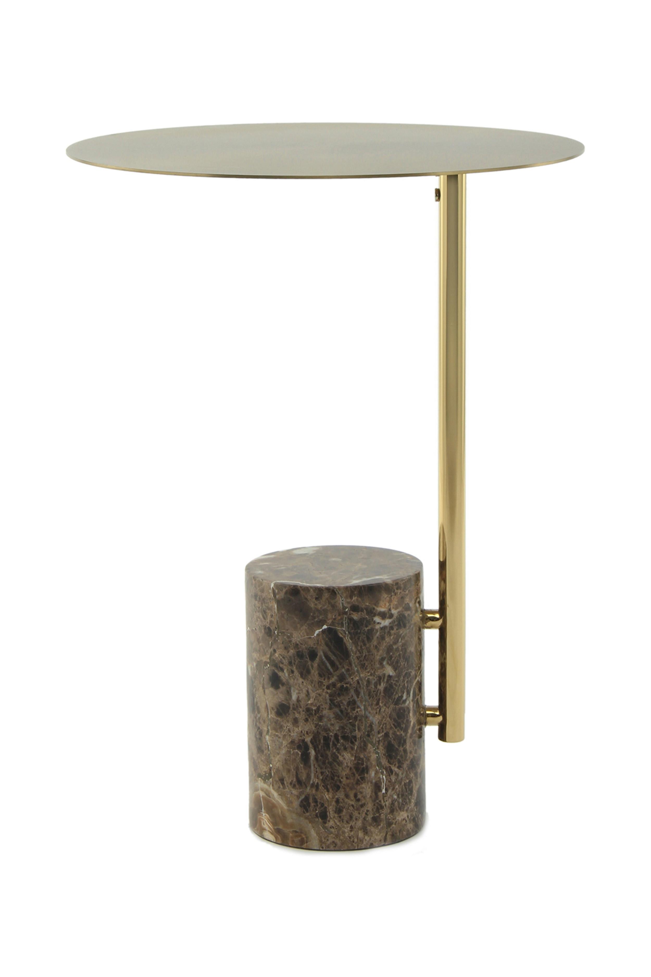 BEISTELLTISCH ROCIO 400 BRAUN / MULTI - Design, métal/pierre (40/40/54cm) - Kayoom