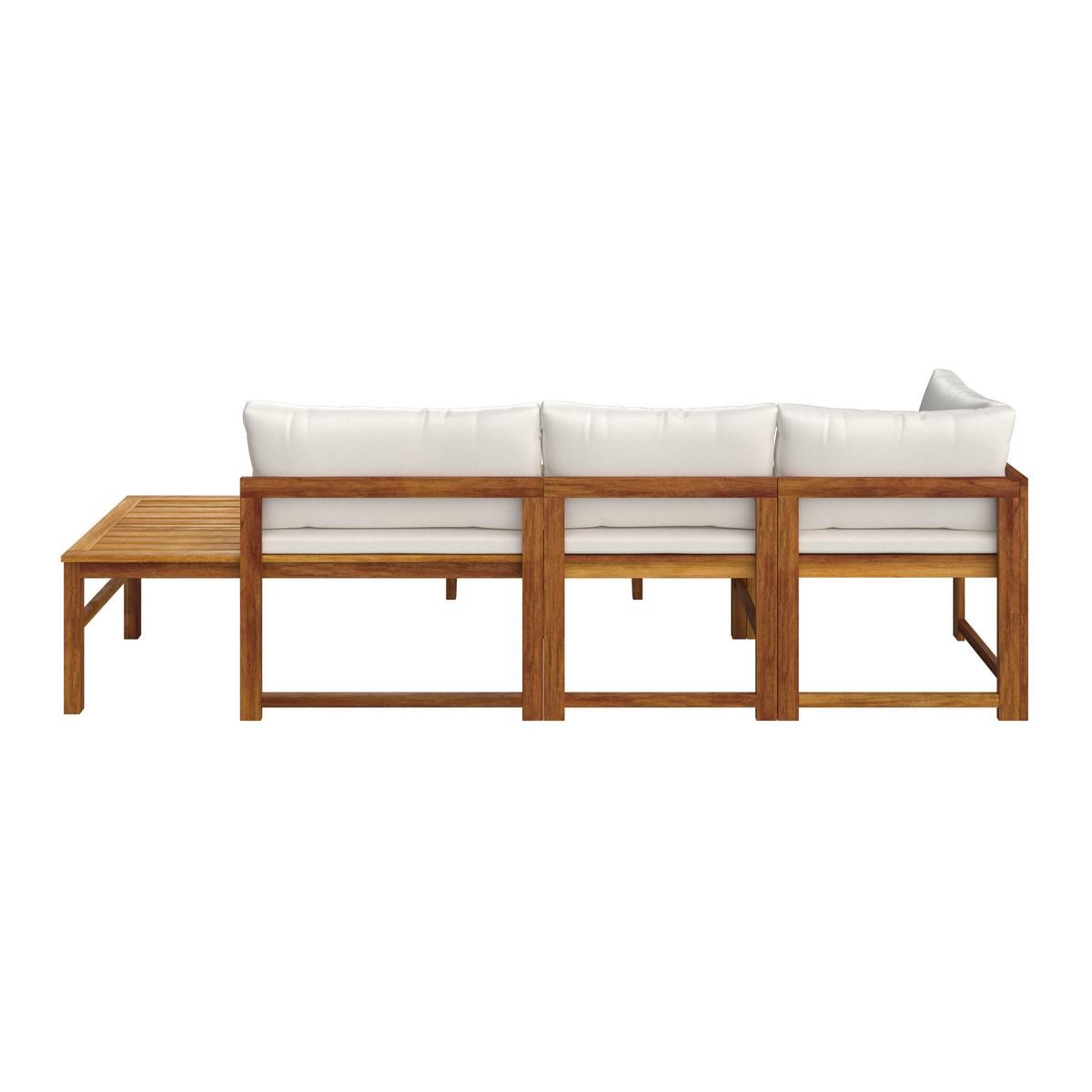 Gartenbank Ornella Creme Akazie/Outdoorstoff +Tisch - Creme/Akaziefarben, MODERN, Holz/Textil (240/66/60cm) - Bessagi Garden