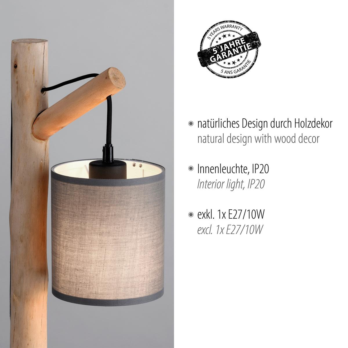 LAMPA STOŁOWA 15784-29 TRIBU - taupe, Natur, tworzywo sztuczne/metal (26,5/16/52,5cm)