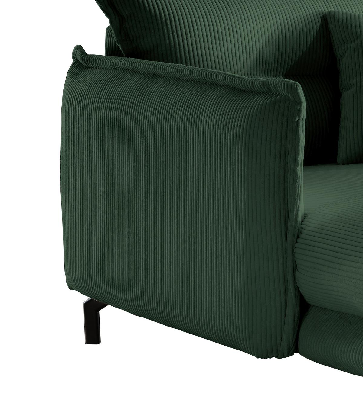 Relaxsessel Lava Grün Cord - Schwarz/Grün, MODERN, Textil/Metall (111/101/167cm) - Livetastic