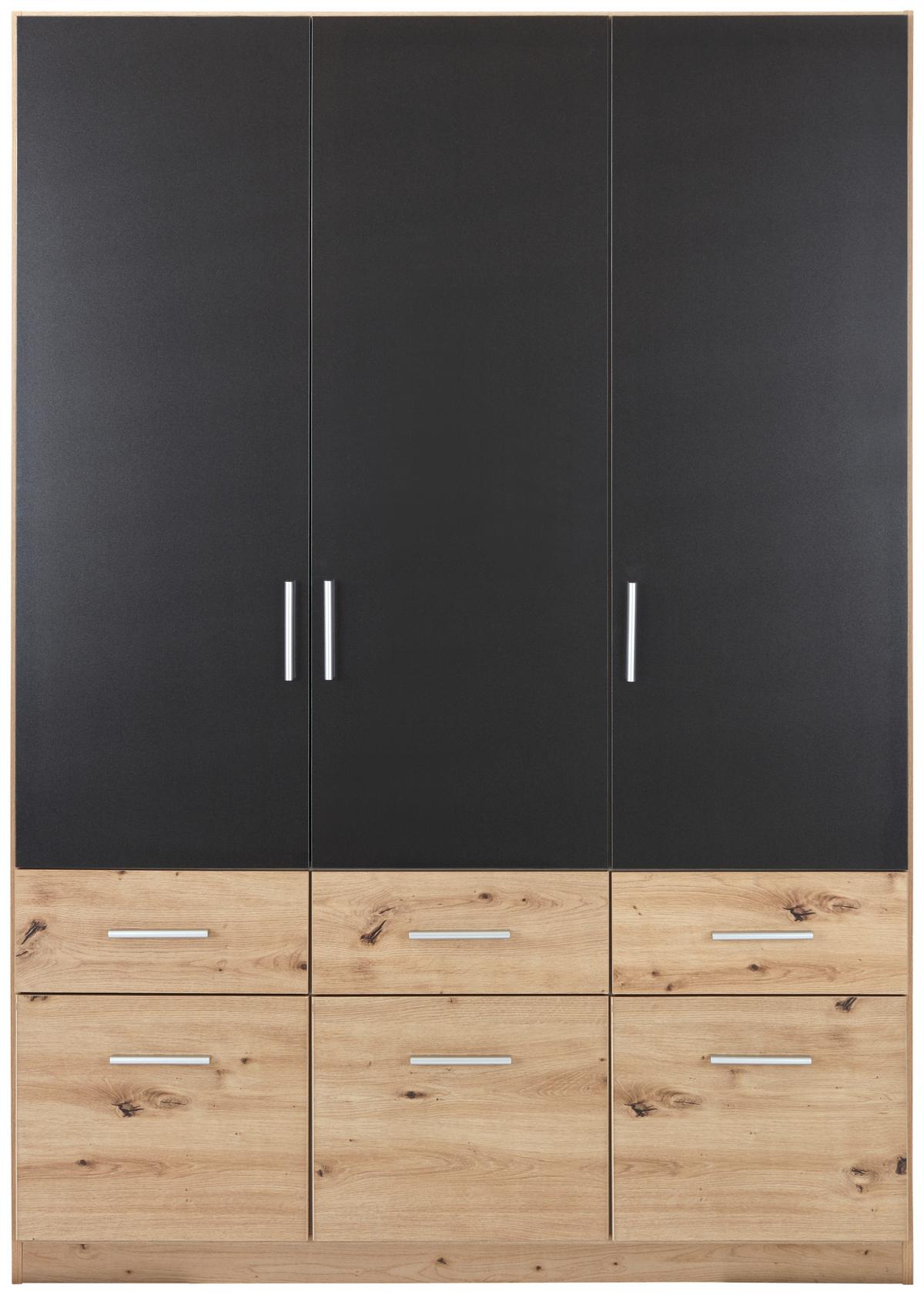 Omara Za Oblačila Celle Extra, Temno Siva, Barva Hrasta - srebrne barve/temno siva, Design, umetna masa/leseni material (136/197/54cm) - Mömax