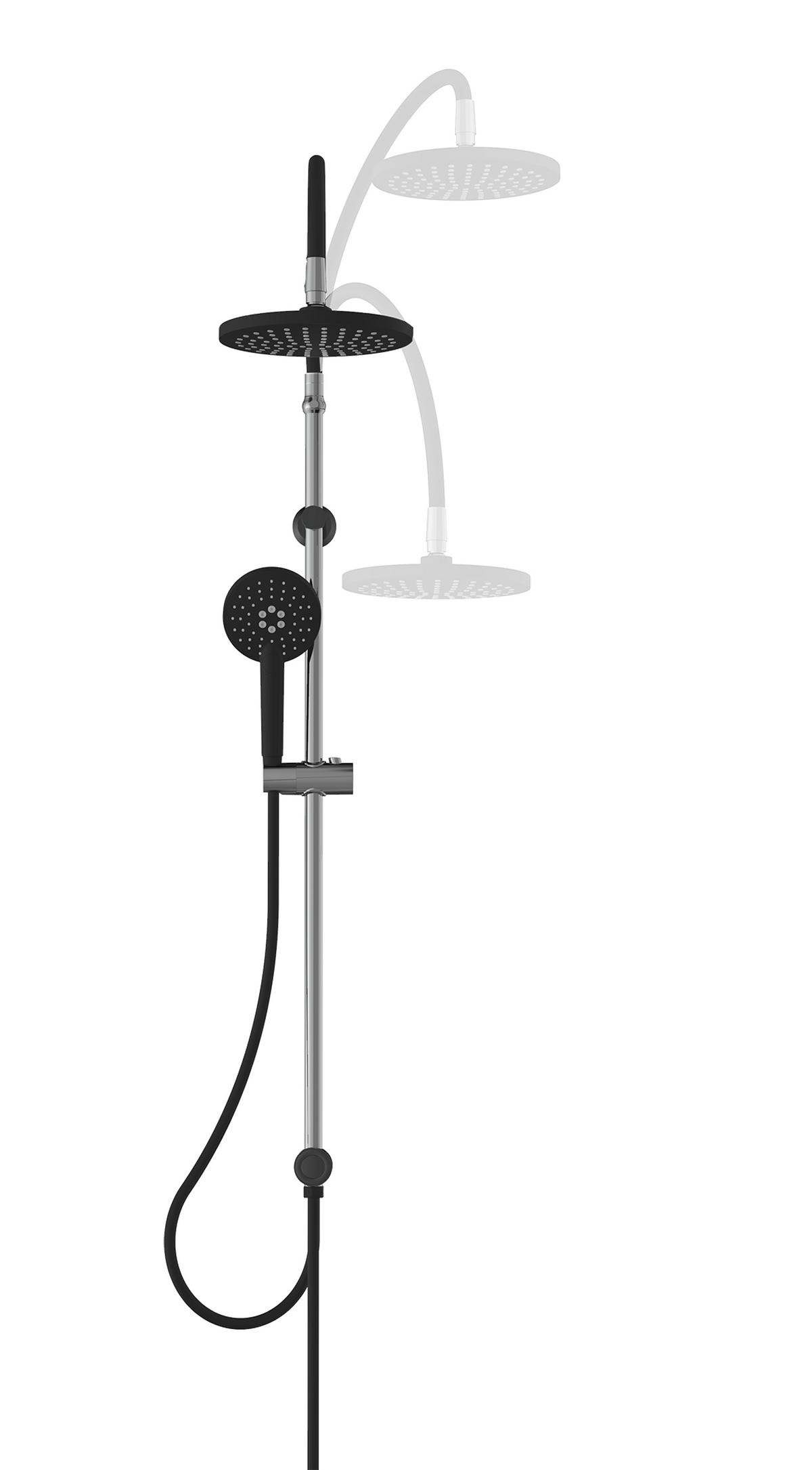 Überkopfbrauseset in Schwarz/Chromfarben - Chromfarben/Schwarz, Kunststoff (12,5/94,5/29,0cm) - Schütte
