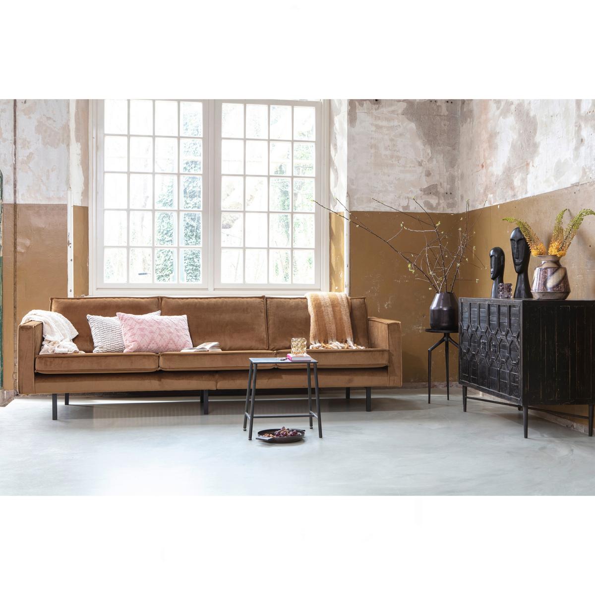 3-Sitzer Sofa Rodeo Honig B: 277cm - Schwarz/Honig, Design, Textil/Metall (277/85/86cm) - Livetastic