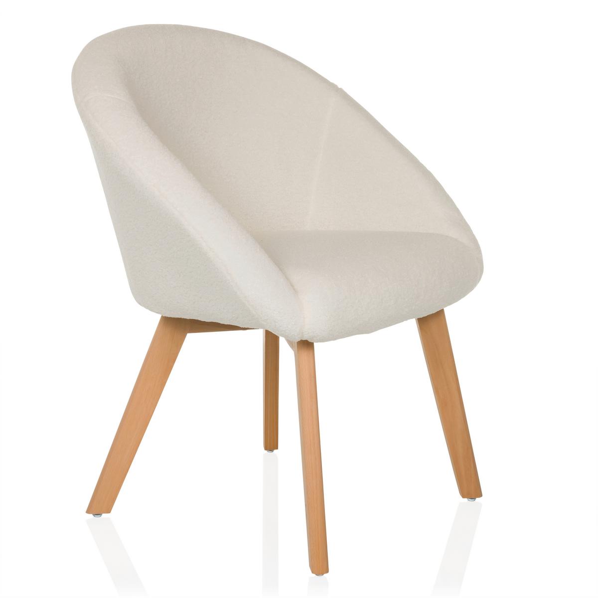 Naslanjač Scandi Ted, Bela - bela/barve bukve, Moderno, tekstil/les (68/85/62cm) - MID.YOU