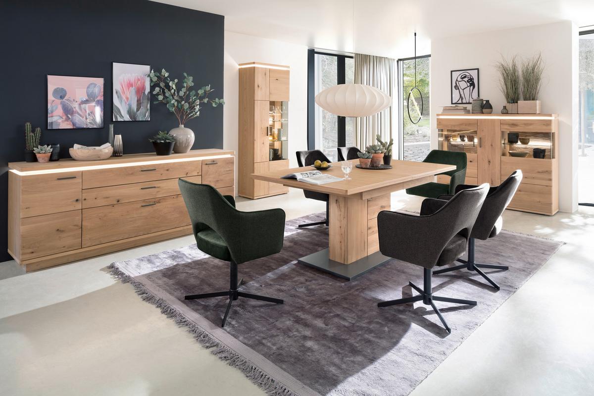 KOMODA SZEROKA BARCELONA - szary/dąb bianco, Design, materiał drewnopochodny/metal (210/84/44cm) - Livetastic