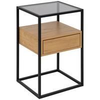SZAFKA NOCNA RANDOLF - dąb dziki/czarny, Modern, materiał drewnopochodny/metal (40/60/35cm) - MID.YOU