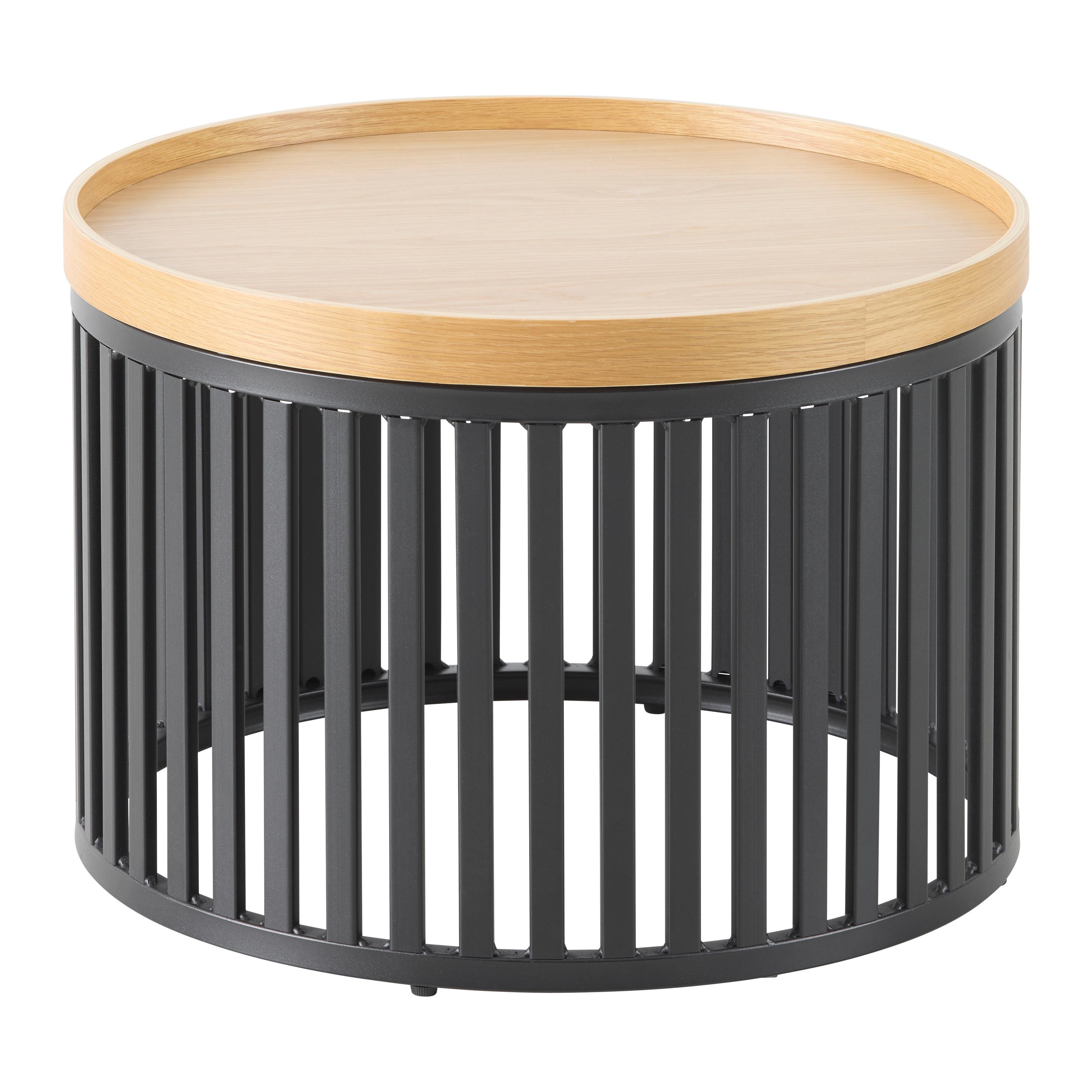 SOFFBORD JAIL - svart/naturfärgad, Modern, metall/trämaterial (60/60/35cm) - Mömax