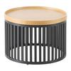 SOFFBORD JAIL - svart/naturfärgad, Modern, metall/trämaterial (60/60/35cm) - Mömax