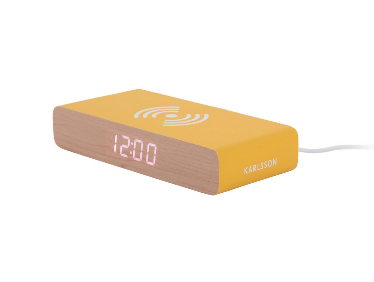 BUDZIK RETRO FLAT LED - jasnożółty, Basics, materiał drewnopochodny (16/8/3cm) - Karlsson
