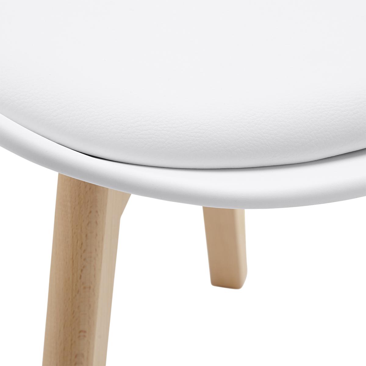 Stol Judy, Bela - bela/barve bukve, Moderno, umetna masa/tekstil (49/81/58cm) - Bessagi Home