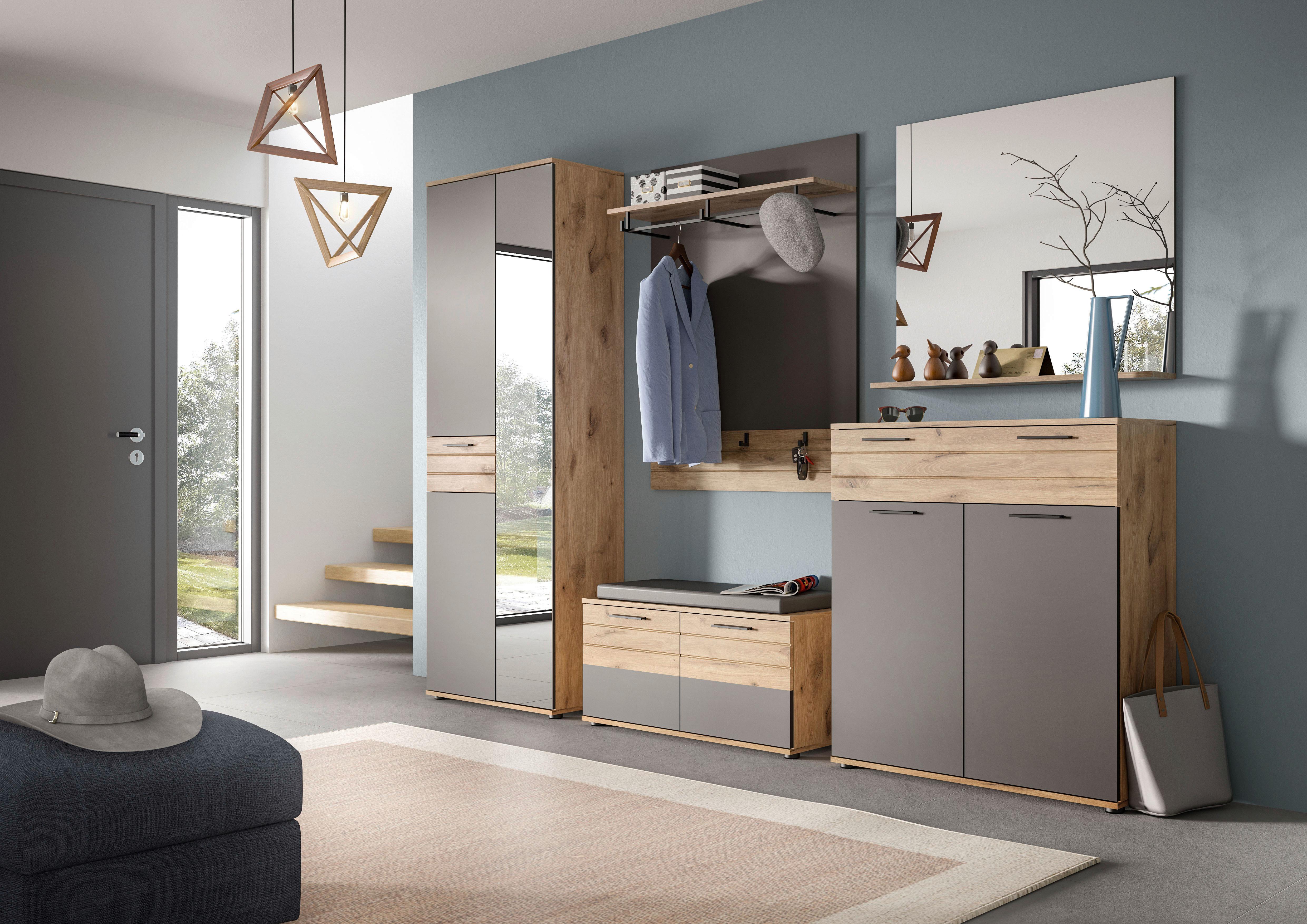 Zidni Panel Mason - siva/boje hrasta, Moderno, drvni materijal (90/117/25cm) - Modern Living