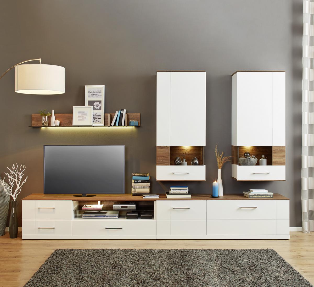 élément TV in Weiss Hochglanz - Weiss, Modern, Holz (160/49/50cm) - Premium Living