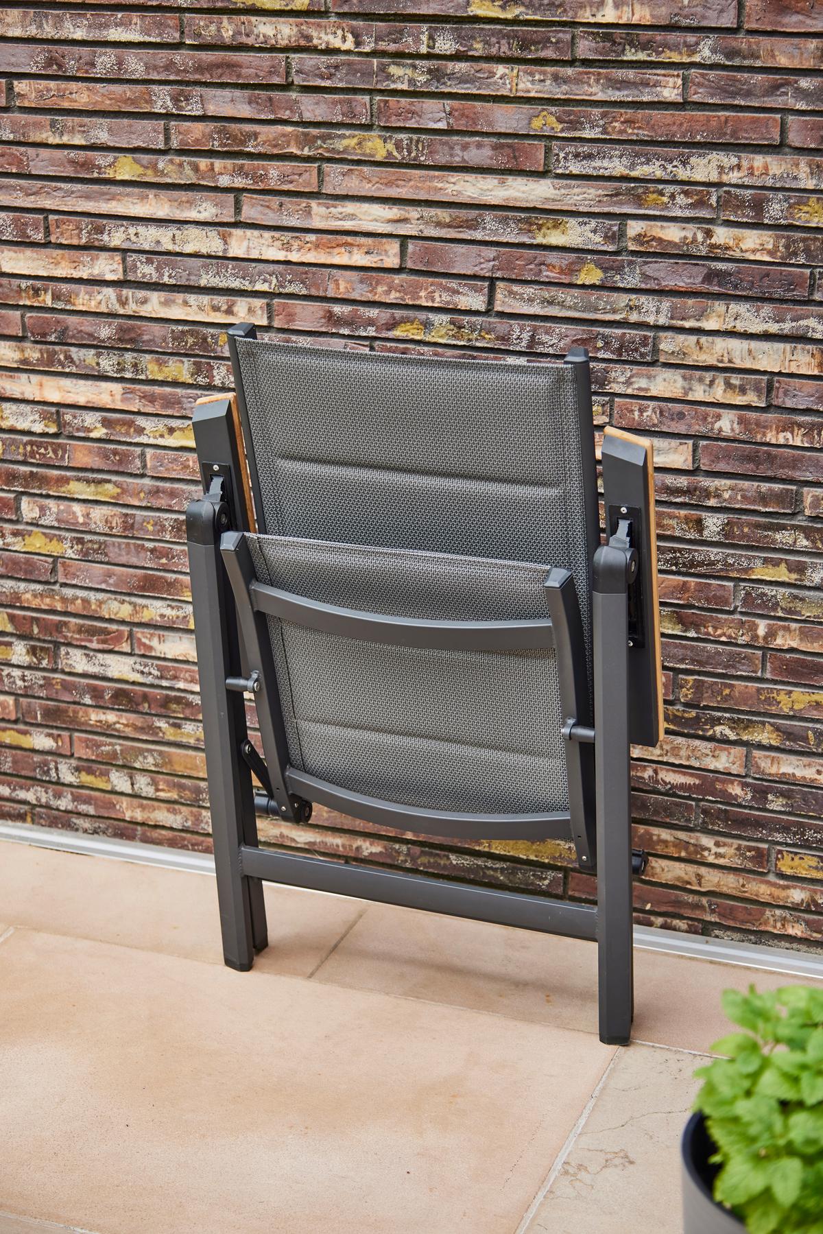 Gartenklappsessel Tesoro ca. 59x110 cm Anthr./Teakholz - Anthrazit, KONVENTIONELL, Holz/Kunststoff (59/110/68cm) - Siena Garden