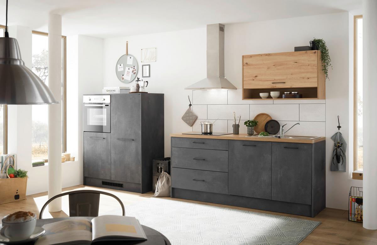 Kuhinjski Blok Brez Aparatov Toronto, Antracit, 203 + 123cm - črna/siva, Design, kovina/leseni material (203-123cm) - MID.YOU