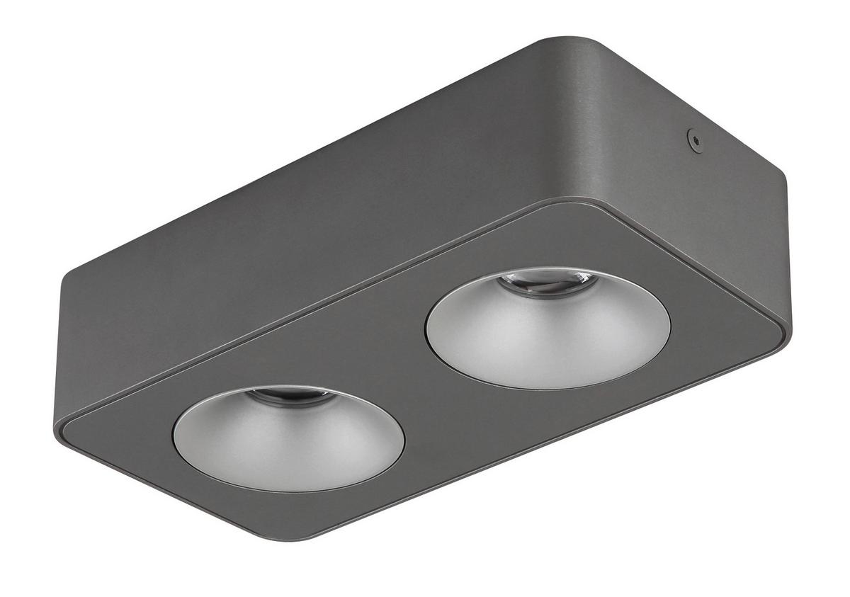LED-STRAHLER 43100-2 - Klar/Dunkelgrau, Design, Kunststoff/Metall (22,4/11.7cm) - Globo