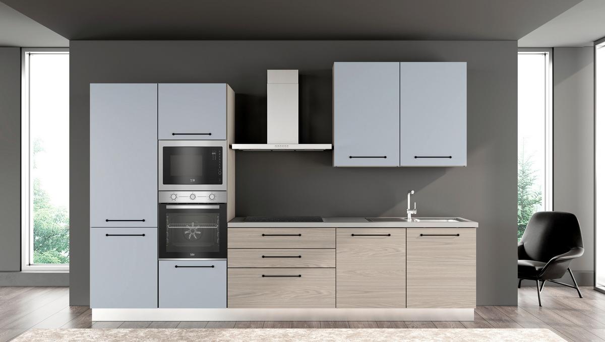 Blok Kuhinja S Aparatima Line 330 - siva/crna, Konvencionalno, drvo/metal (330/216-240/60cm)