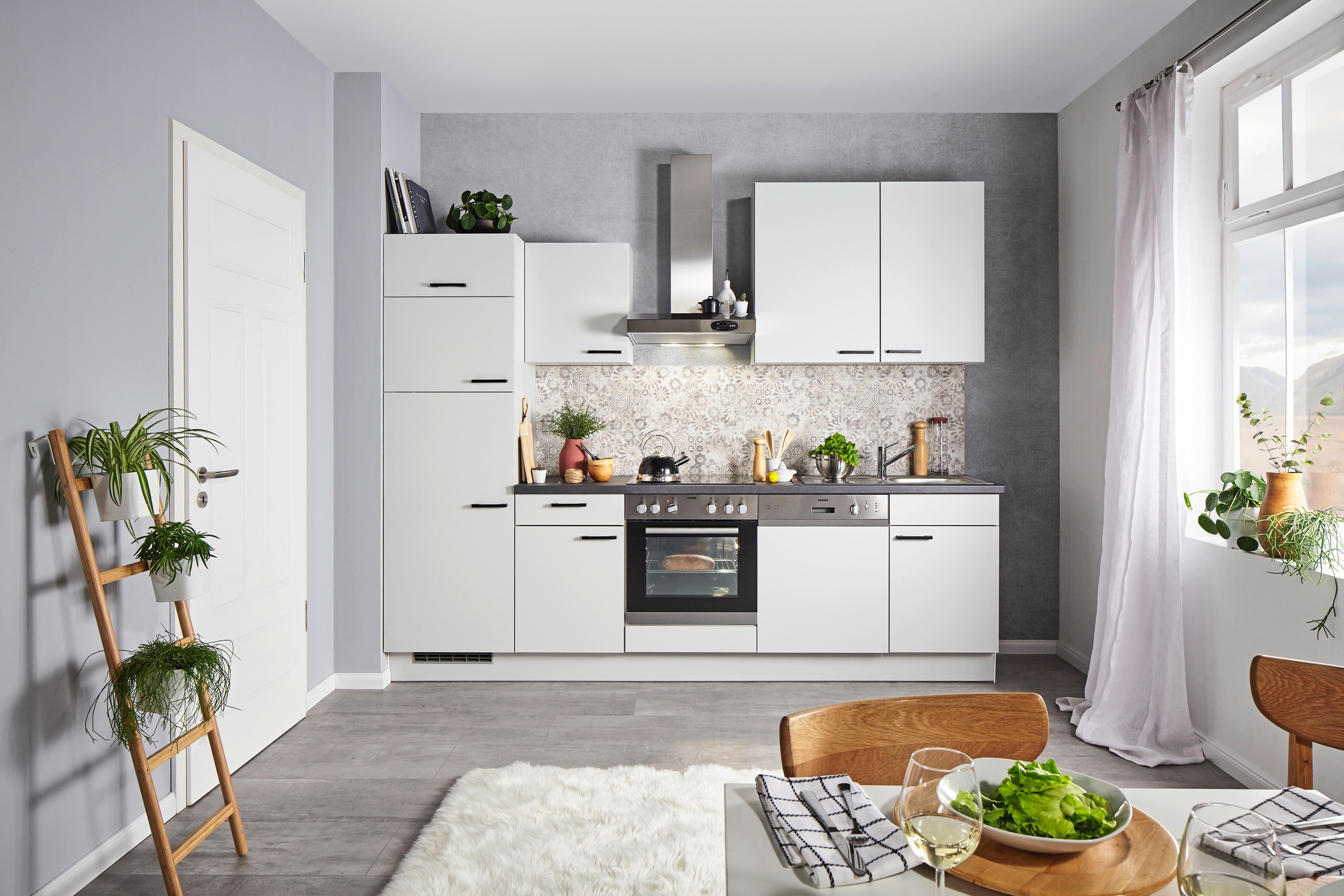 Küchenblock inkl. 4 E-Geräte PN80 - Graphitfarben/Schwarz, MODERN, Holzwerkstoff (280cm) - Pino