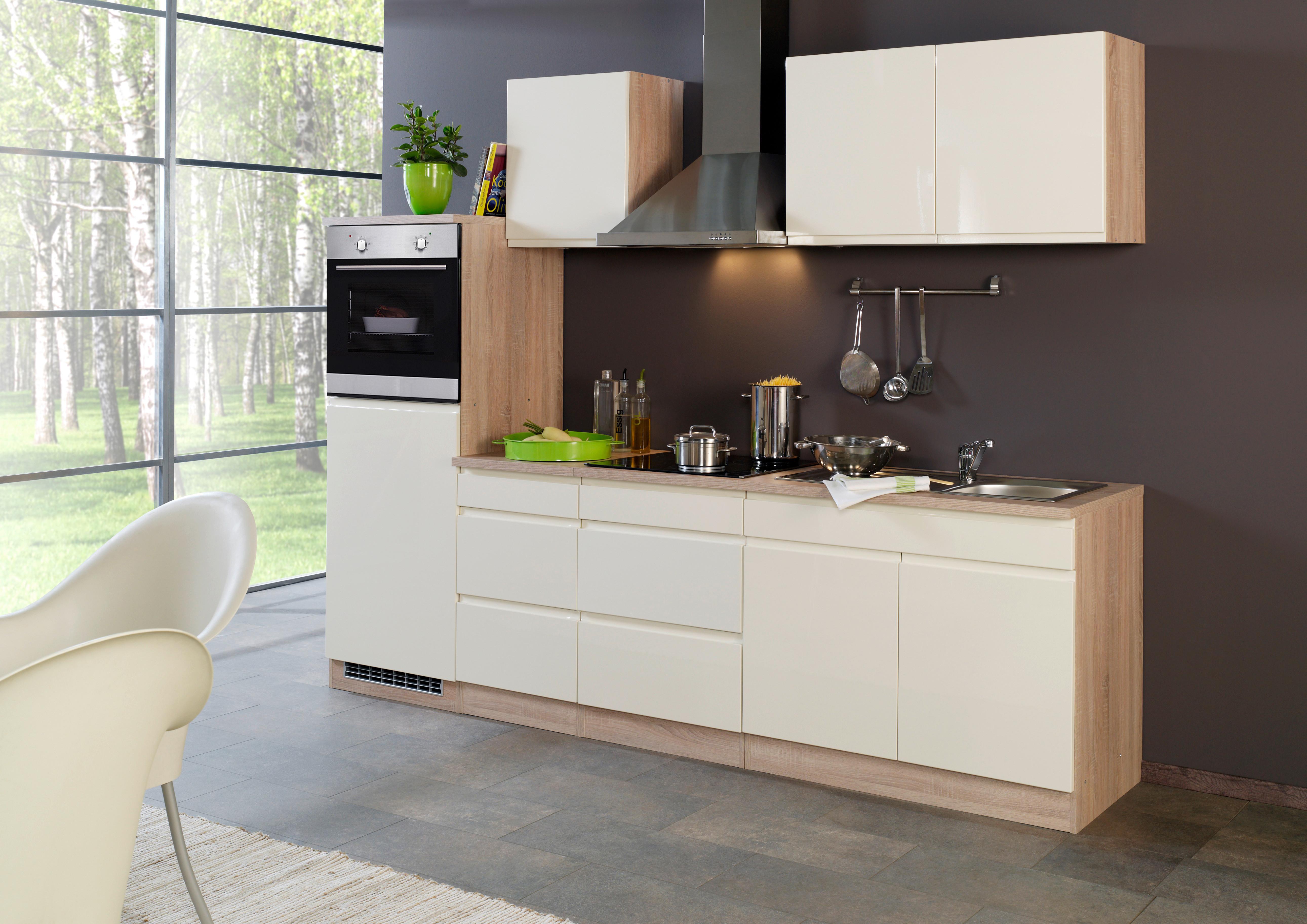 Küchenblock "Cardiff" Creme /Eiche inkl. E-Geräte - Eichefarben/Creme, Basics, Holzwerkstoff (270cm) - Held