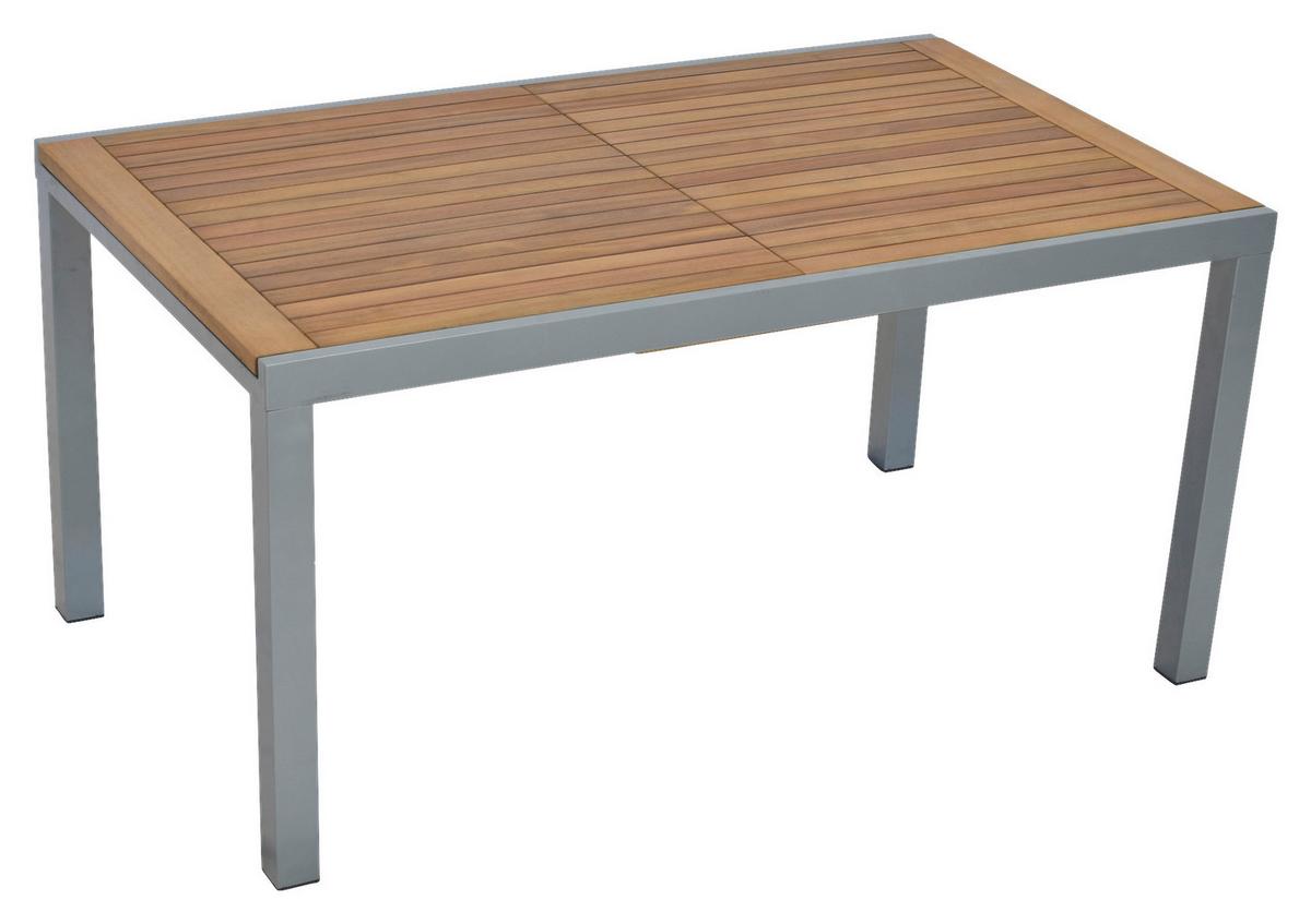 Raztegljiva Vrtna Miza Pia, 150-200x90, Masivno - srebrne barve/naravne barve, Moderno, kovina/les (150-200/90/75cm) - Gardenson