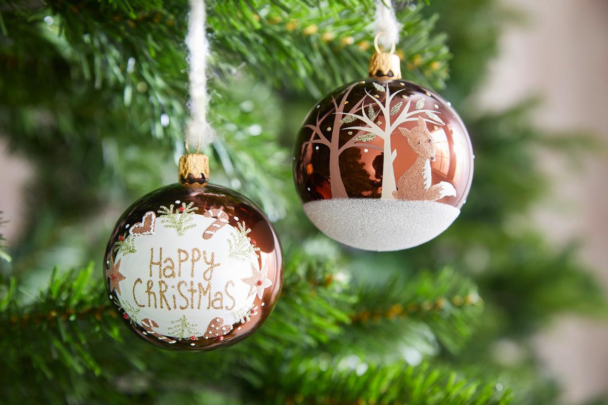 Christbaumkugel Isra in Braun, 2 Stück - Braun, Glas/Metall (7cm) - Modern Living