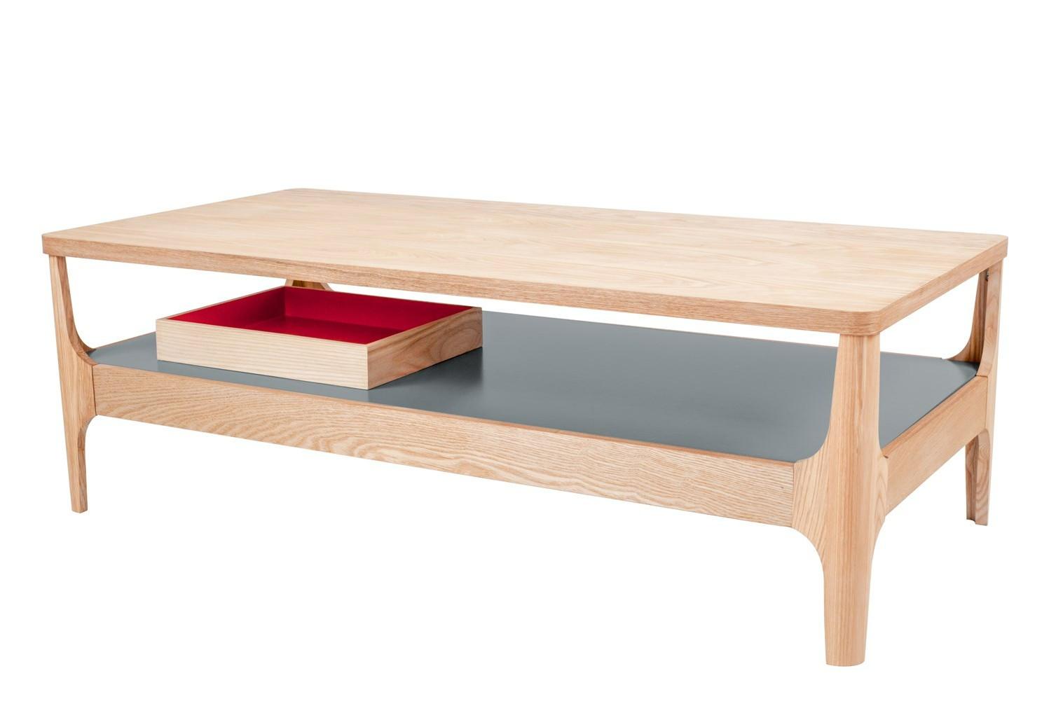 Couchtisch Avery I Esche / Grau - Eschefarben/Grau, Design, Holz (120/60/40cm) - Kayoom