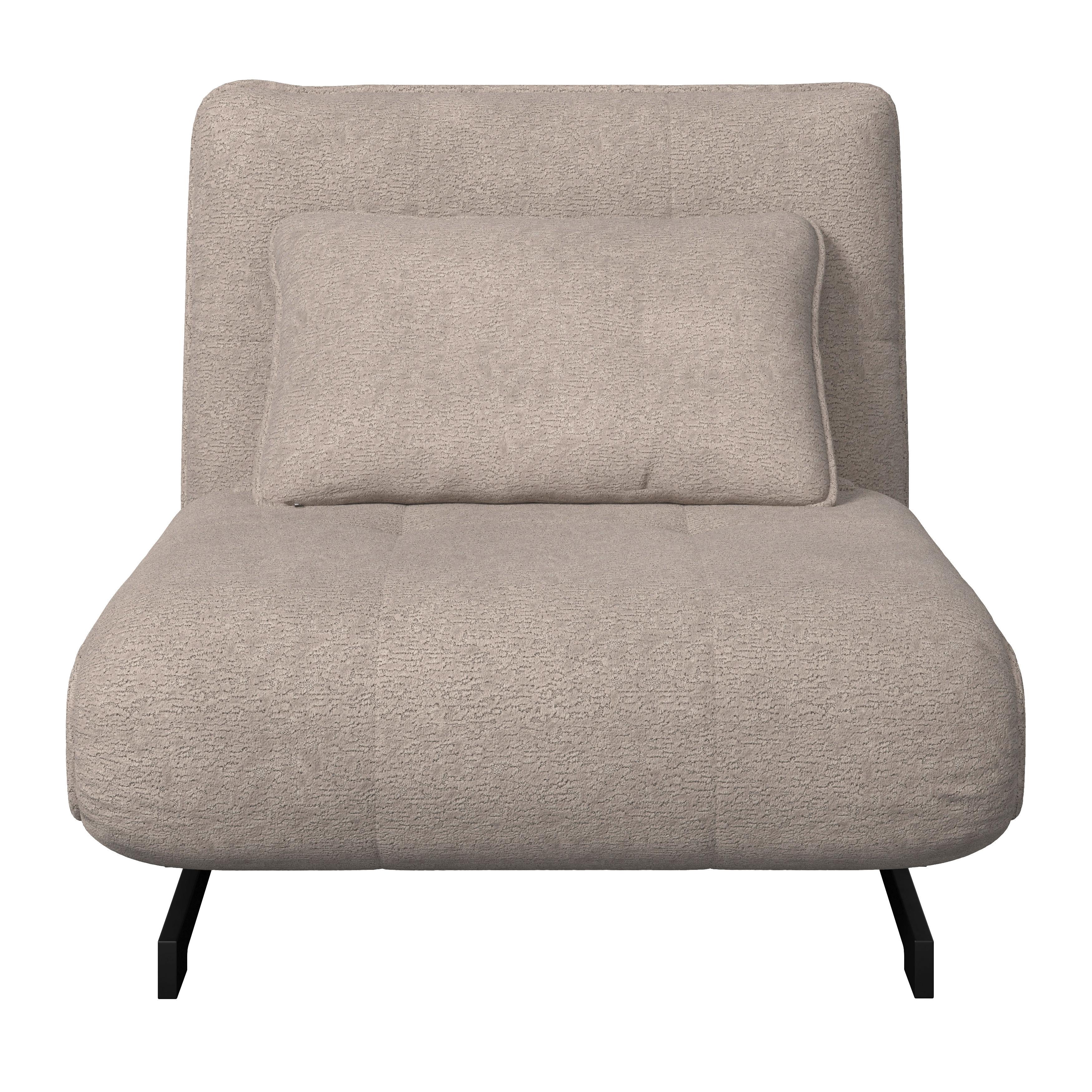 BÄDDFÅTÖLJ LUNA - beige/svart, Modern, metall/textil (92/86/80cm) - Bessagi Home