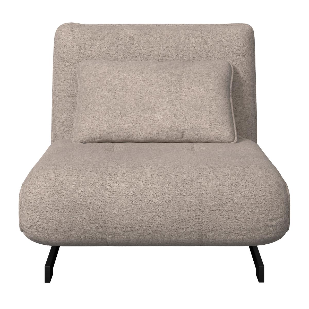 Schlafsessel Luna Bouclé Beige - Beige/Schwarz, MODERN, Textil/Metall (92/40/66cm) - Bessagi Home