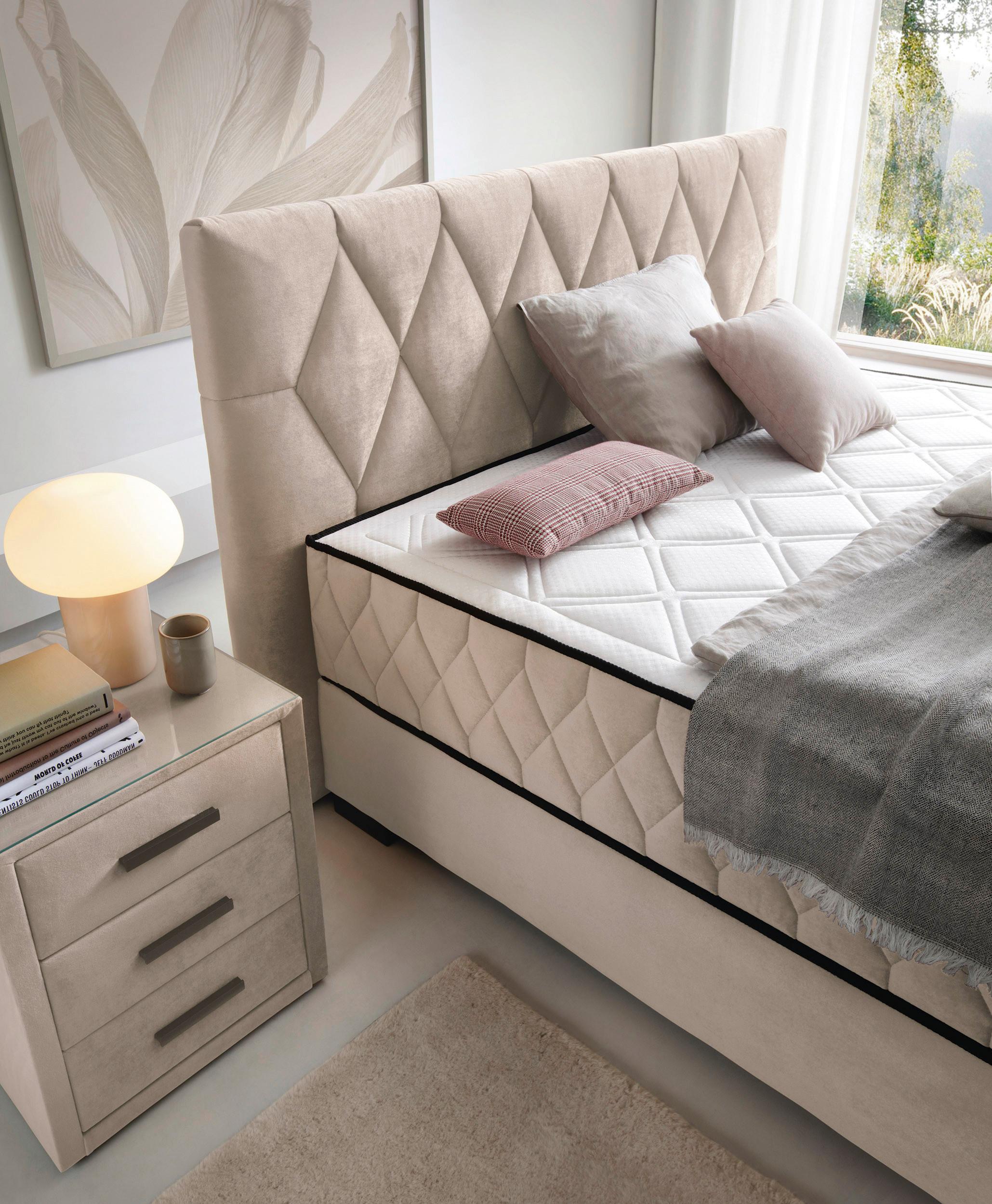 Box Ágy Ever - bézs, Konventionell, faalapú anyag/textil (160/200cm)