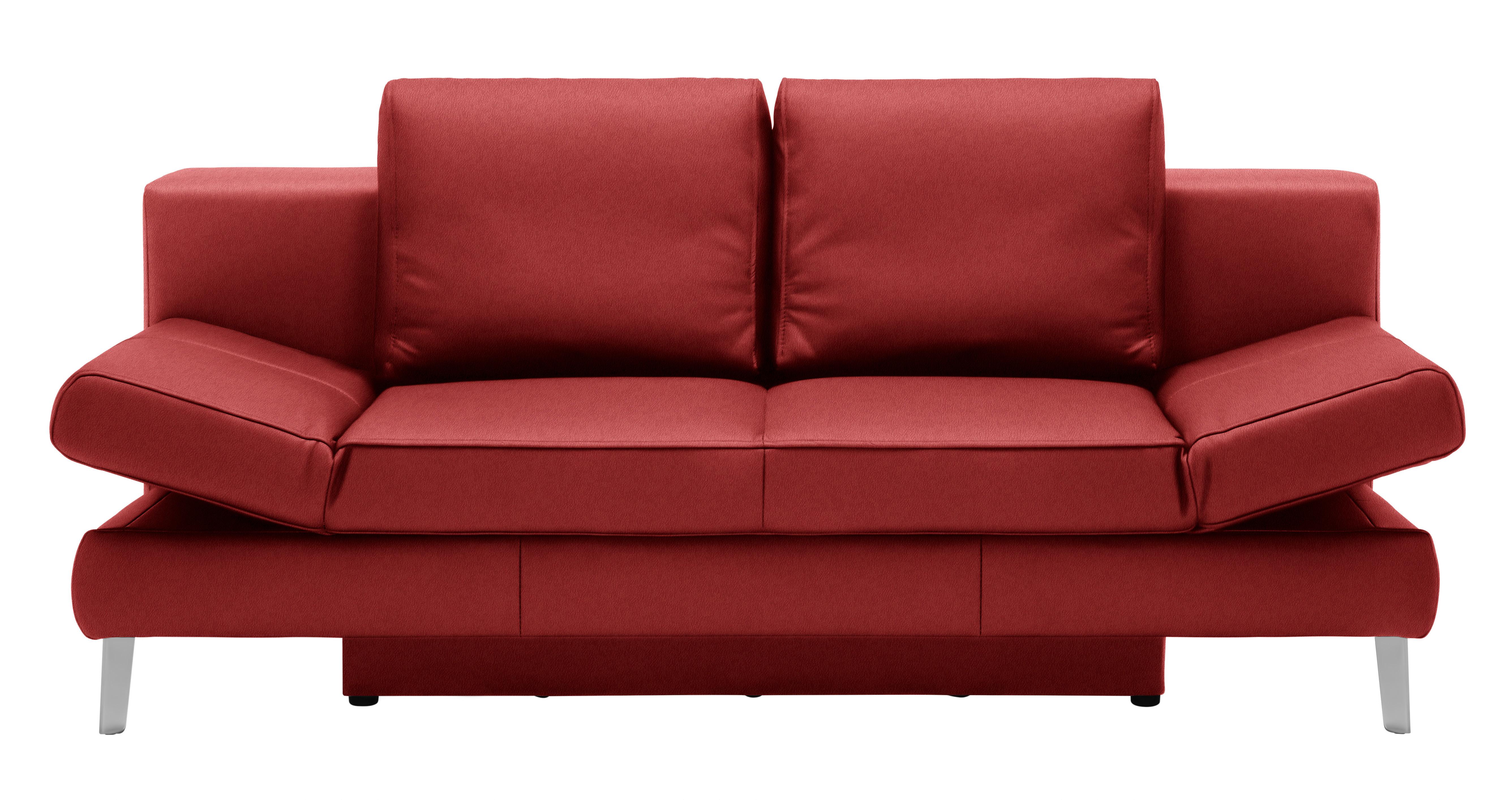 SOFA Z FUNKCJĄ SPANIA LAVINIA -BP- - czerwony/kolor chromowy, Modern, skóra/metal (200/85/90cm) - Novel