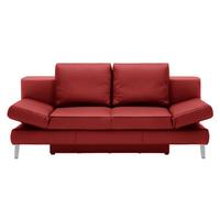SOFA Z FUNKCJĄ SPANIA LAVINIA -BP- - czerwony/kolor chromowy, Modern, skóra/metal (200/85/90cm) - Novel