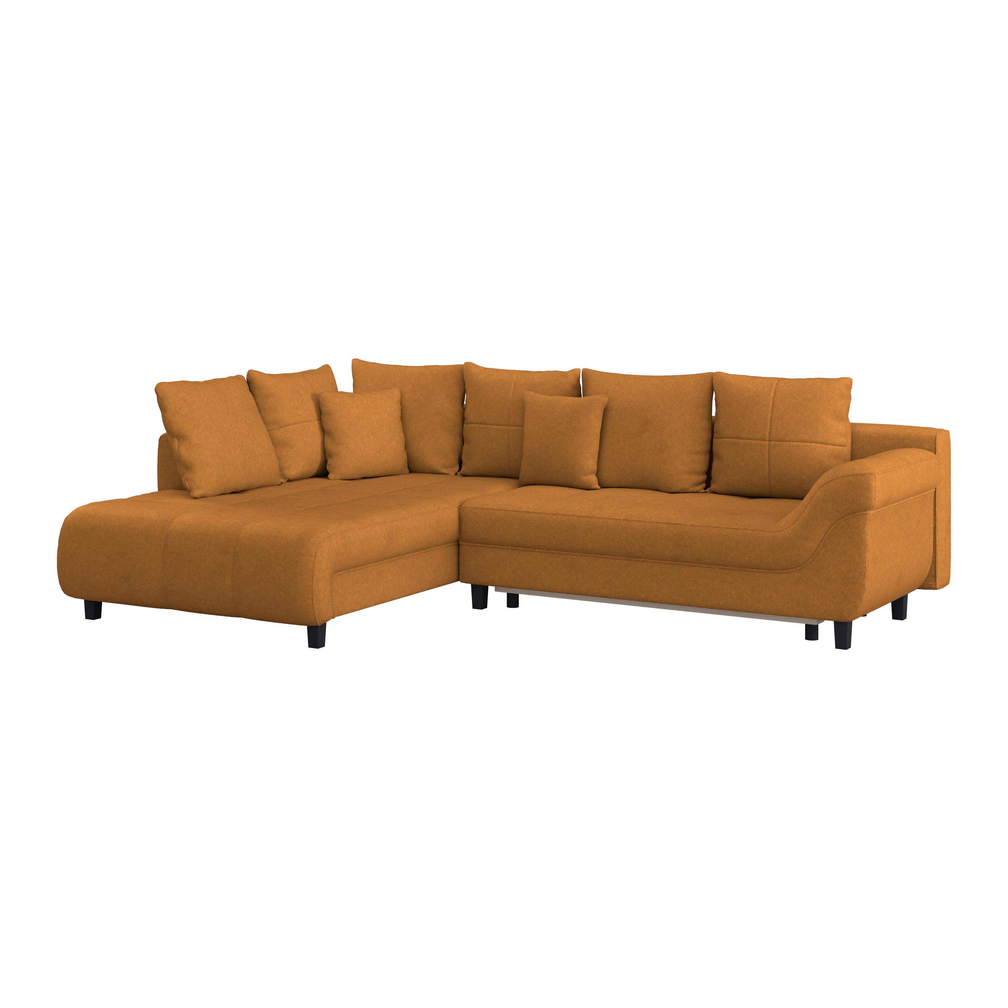 Kutna Garnitura Mendoza - narančasta/crna, Design, tekstil/drvo (197/309cm) - Modern Living
