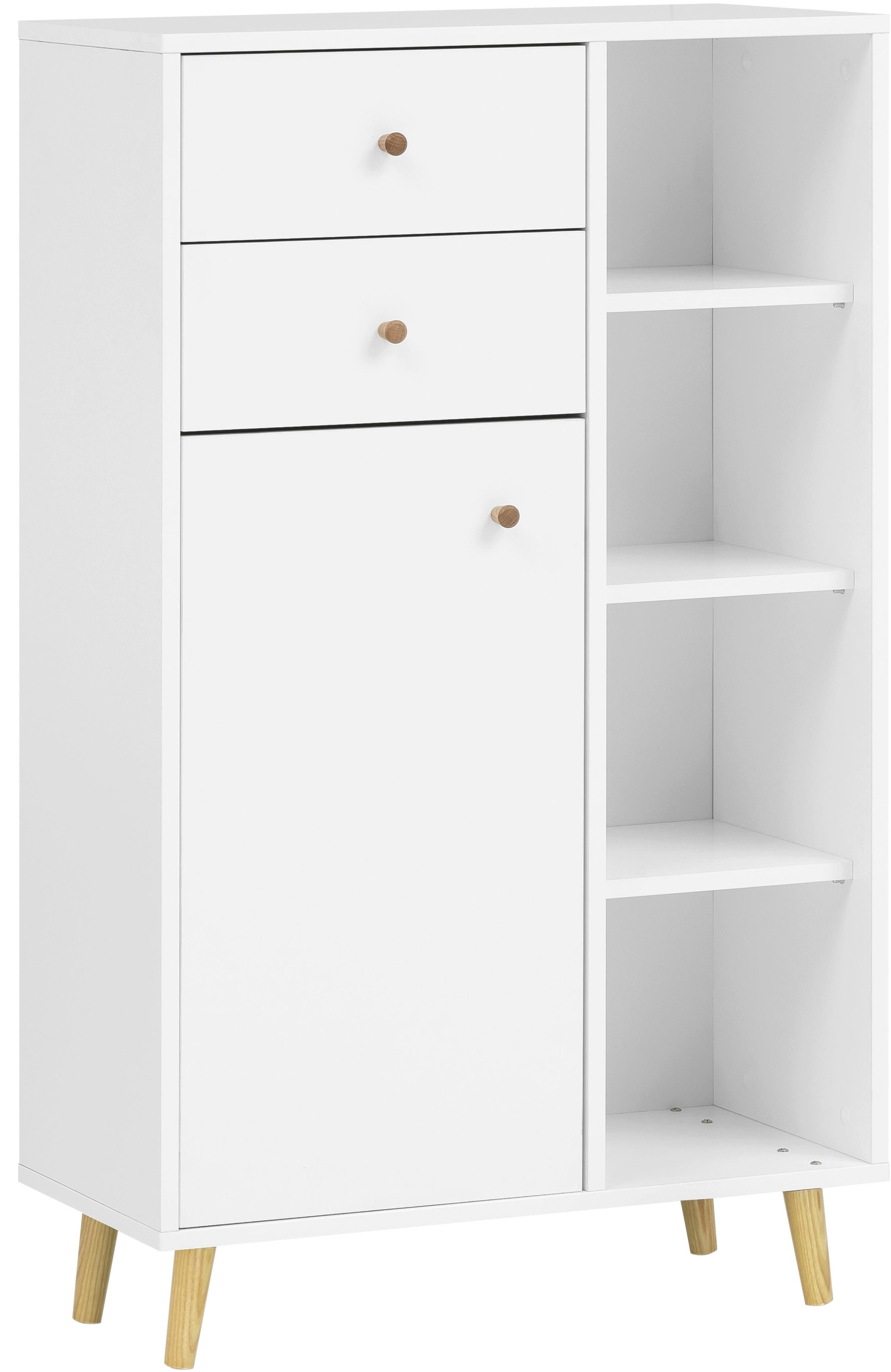 Visoka Komoda Bjarne, Bela - barve hrasta/bela, Moderno, leseni material/les (60,2/113,4/33,1cm) - Stylife