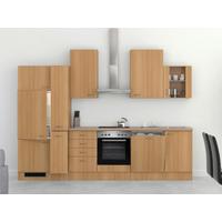 Kuhinjski Blok Z Aparati Nano, Barva Bukve - barve nerjavečega jekla/barve bukve, Moderno, umetna masa/leseni material (310cm) - FlexWell