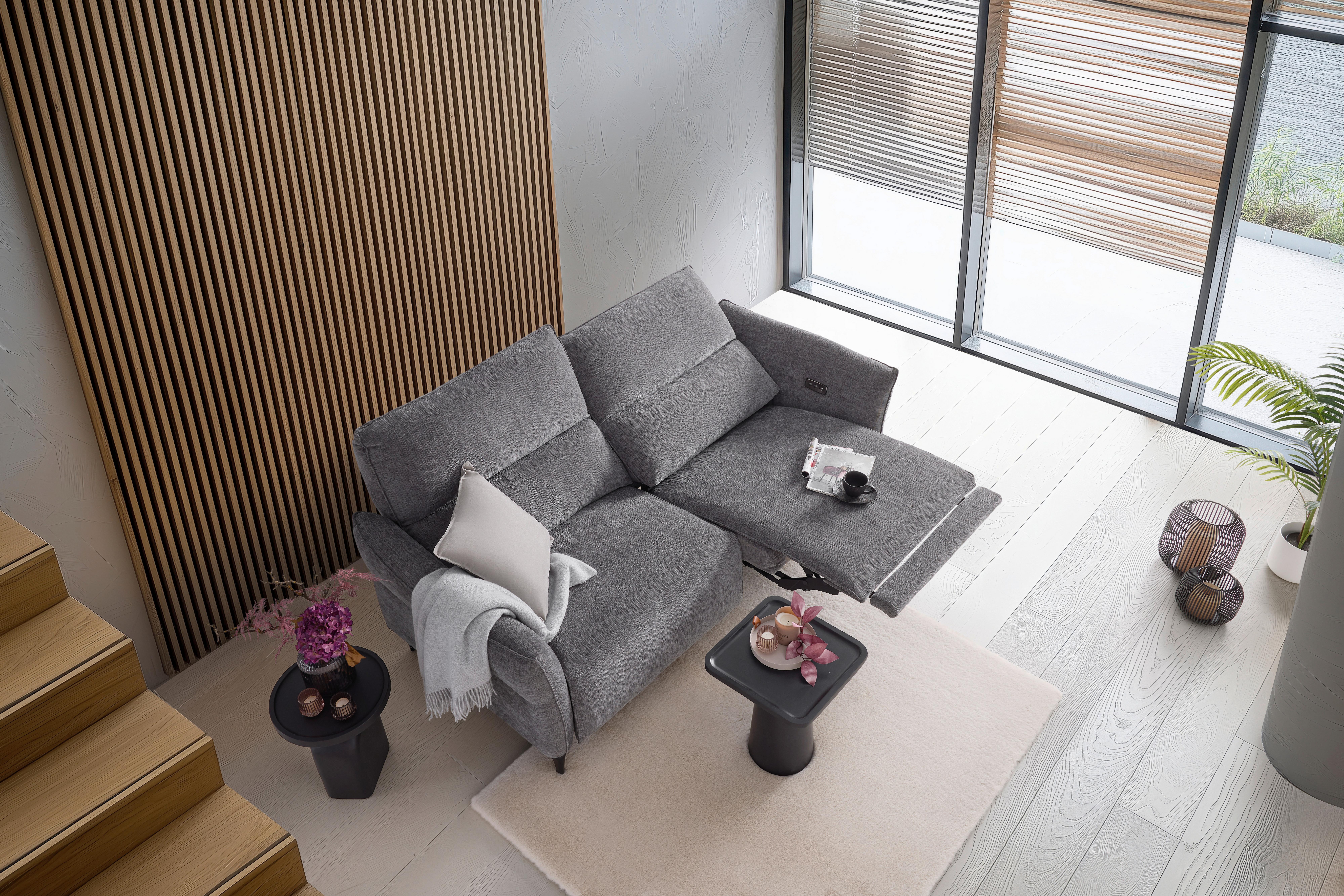 2-SITS SOFFA CAPE TOWN - mörkgrå/svart, Modern, metall/trä (200/98/93cm) - Mömax