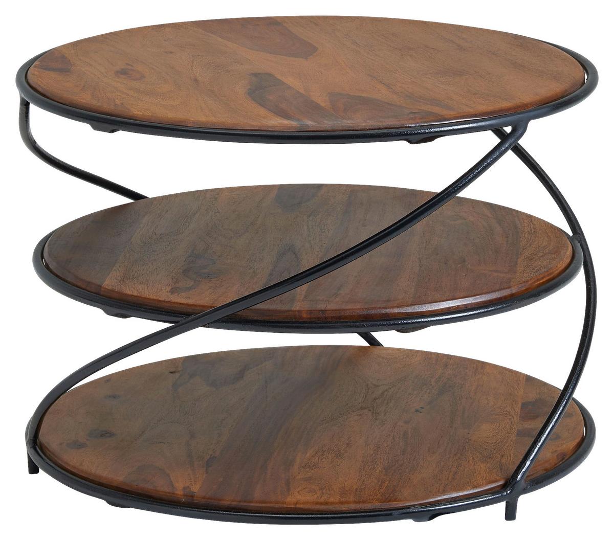 Klubska Miza Wohnling - črna/barve indijskega rožnega lesa, Moderno, kovina/les (58/58/40,5cm) - MID.YOU