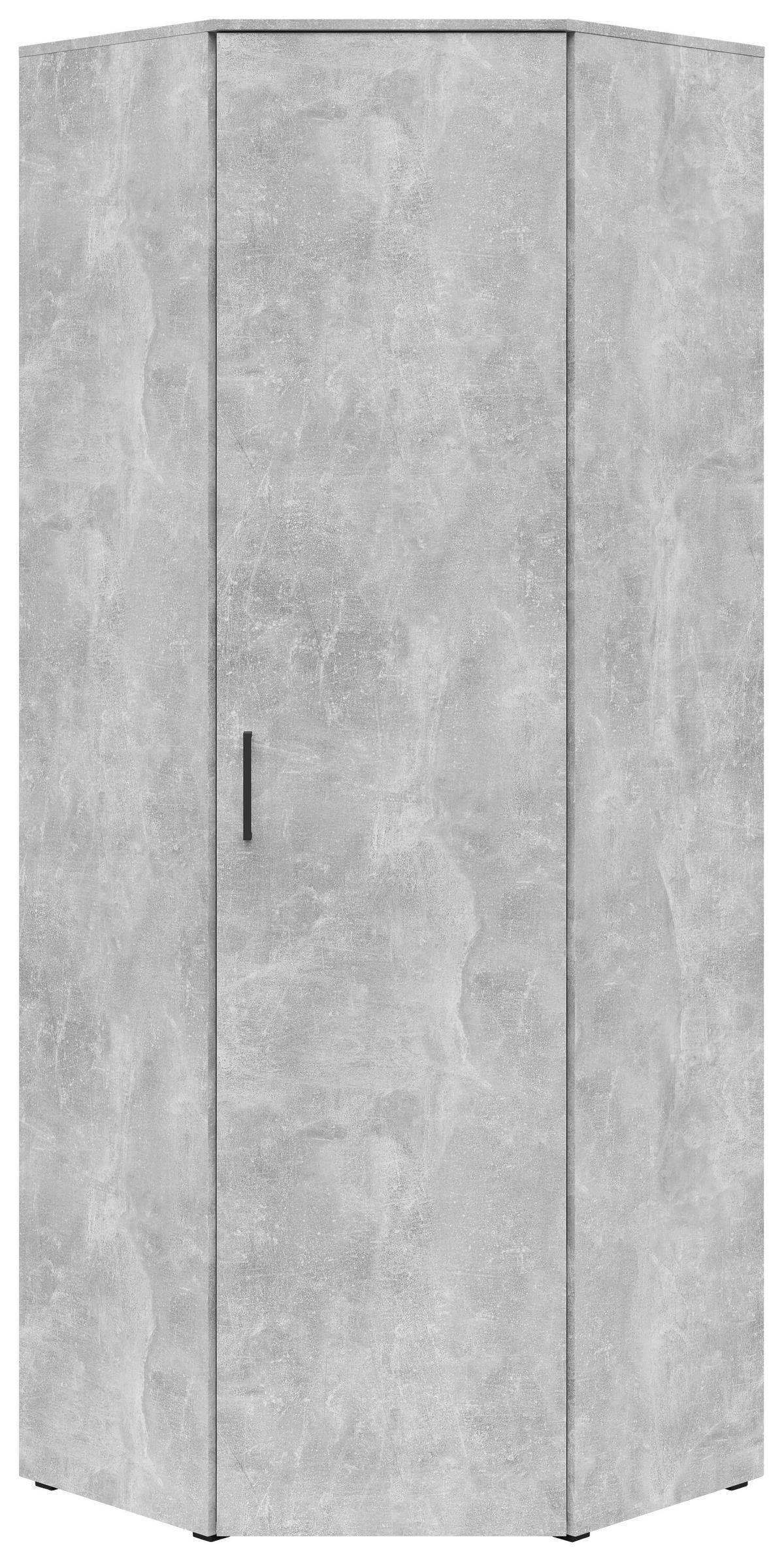 Eckschrank Multistauraum Betonoptik - Schwarz/Grau, MODERN, Holzwerkstoff/Kunststoff (71,5/195/71,5cm) - Mömax