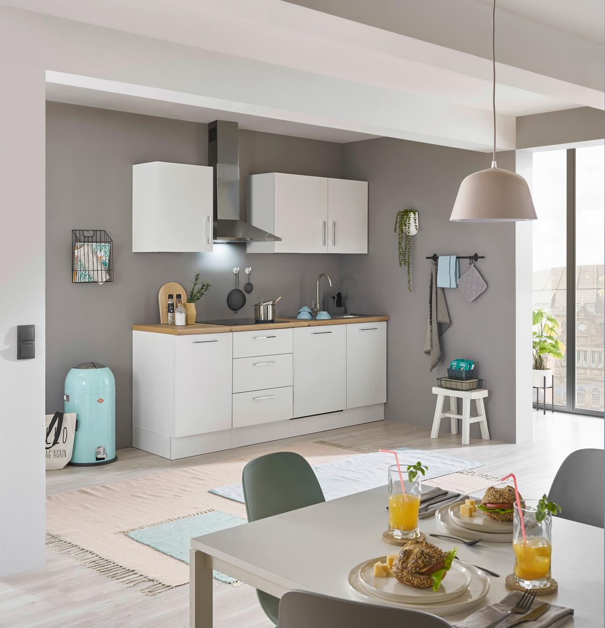 Blok Kuhinja Turin - bijela/hrast Artisan, Trend, drvni materijal/metal (220cm)