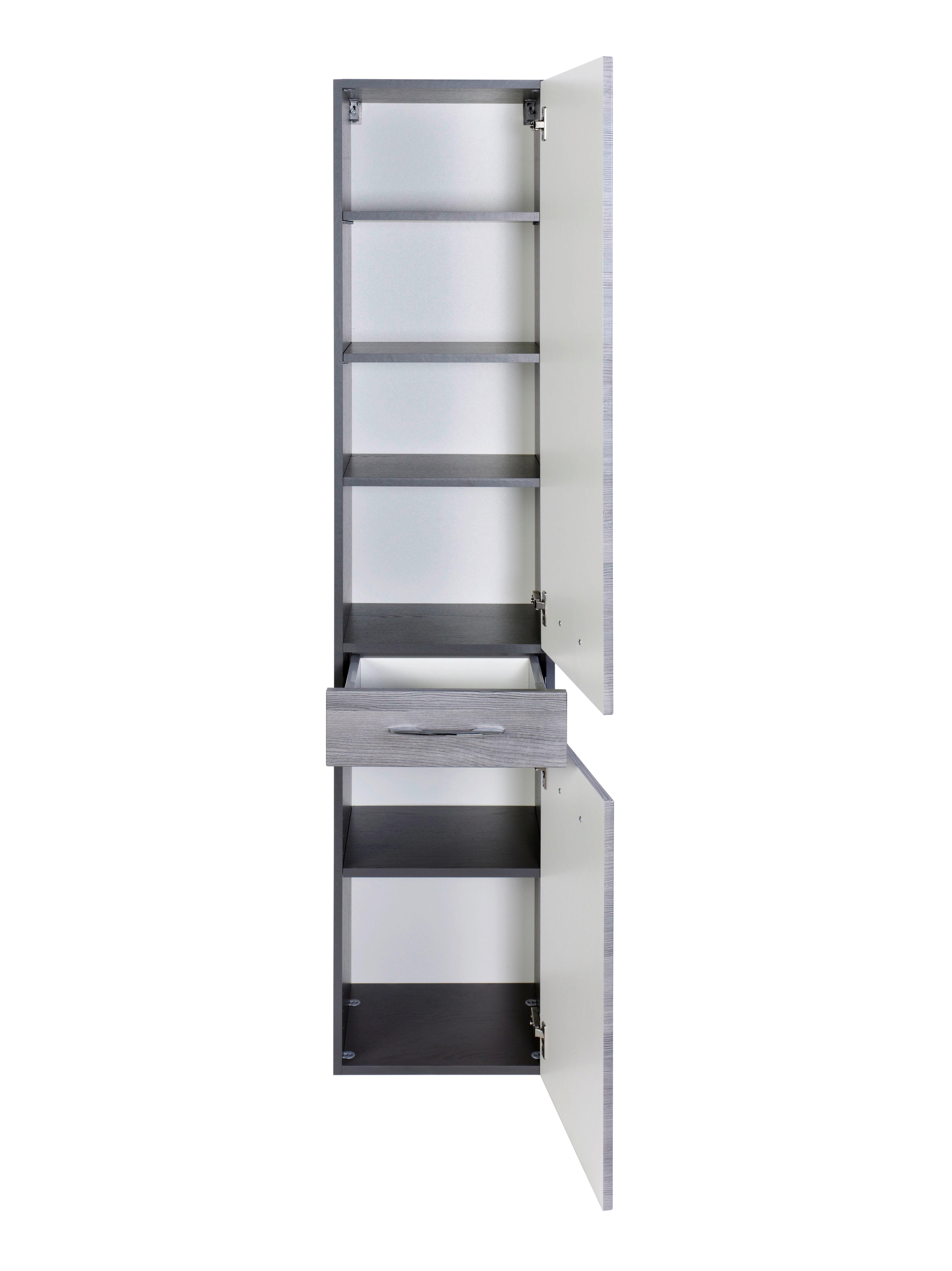 Seitenschrank Florida in Graphit/Silberfarben - Chromfarben/Silbereichenfarben, MODERN, Holzwerkstoff/Metall (40/180/35cm)