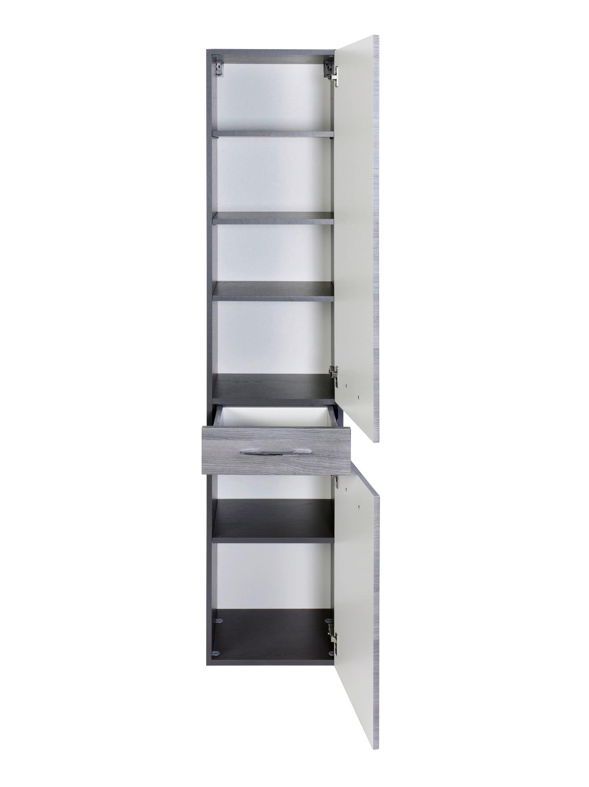 Seitenschrank Florida in Graphit/Silberfarben - Chromfarben/Graphitfarben, Modern, Holzwerkstoff/Metall (40/180/35cm)