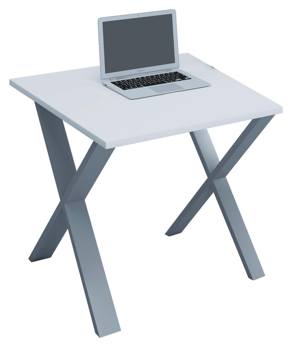 Pisalna Miza Lona, Bela, Srebrna, 80x80cm - srebrne barve/bela, Moderno, kovina/leseni material (80/80/76cm) - MID.YOU