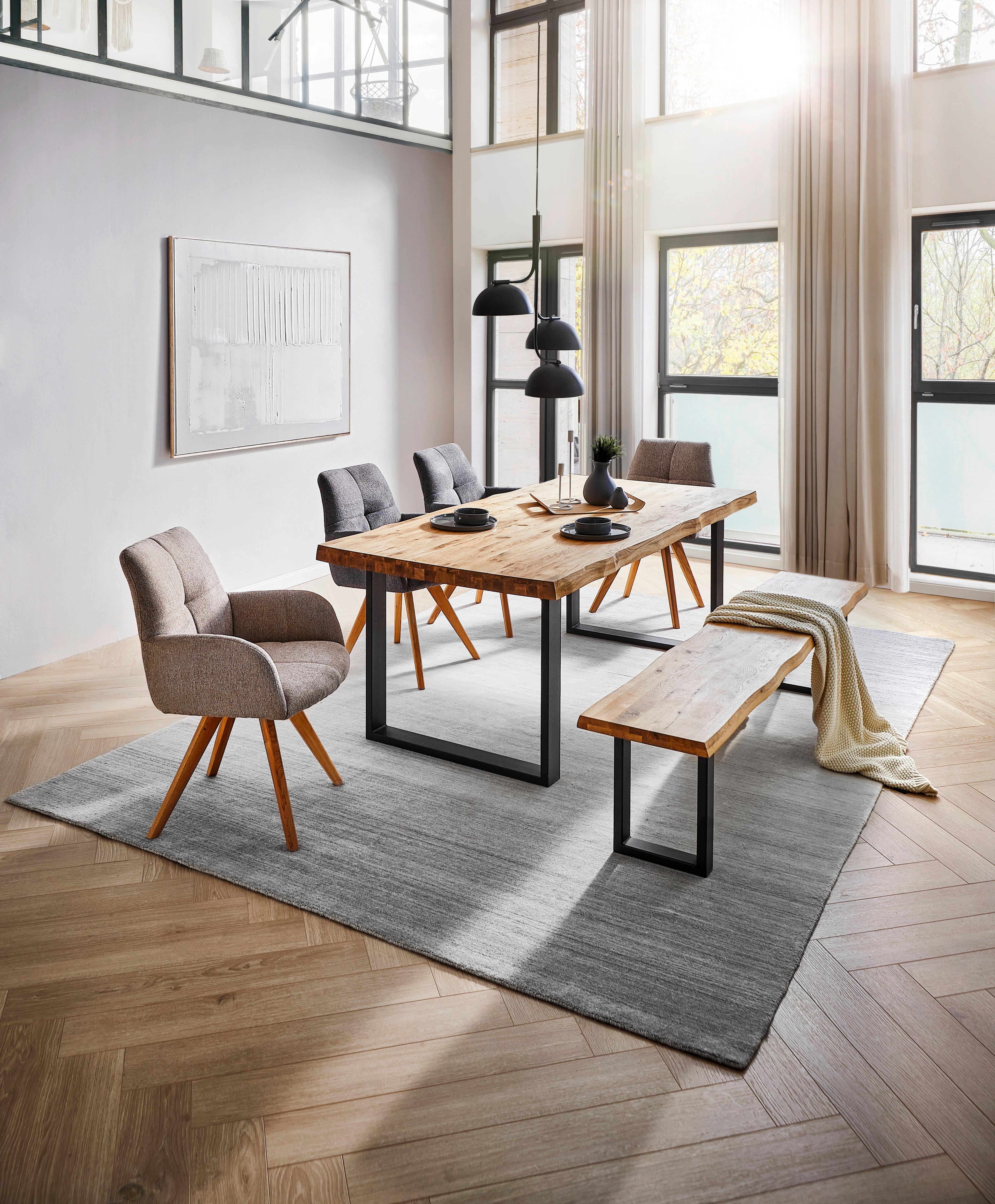 KRZESŁO Z PODŁOKIETNIKAMI PISA - kolor dębowy/antracytowy, Konventionell, drewno/tkanina (62/87,5/68,5cm) - Linea Natura