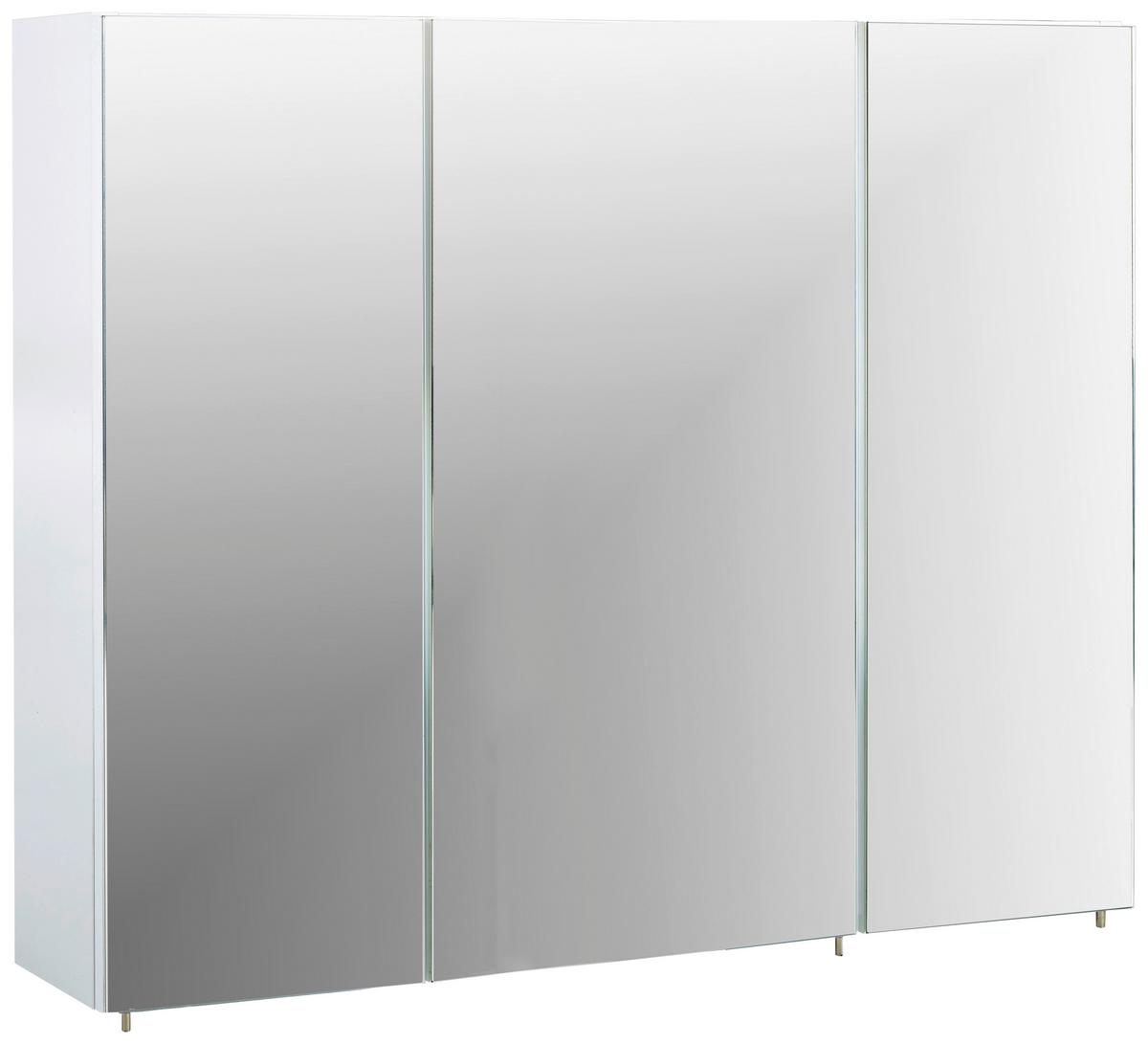 Spiegelschrank Basic 800 Weiß 3-türig - Silberfarben, MODERN, Glas/Holzwerkstoff (90/70,7/16cm) - MID.YOU