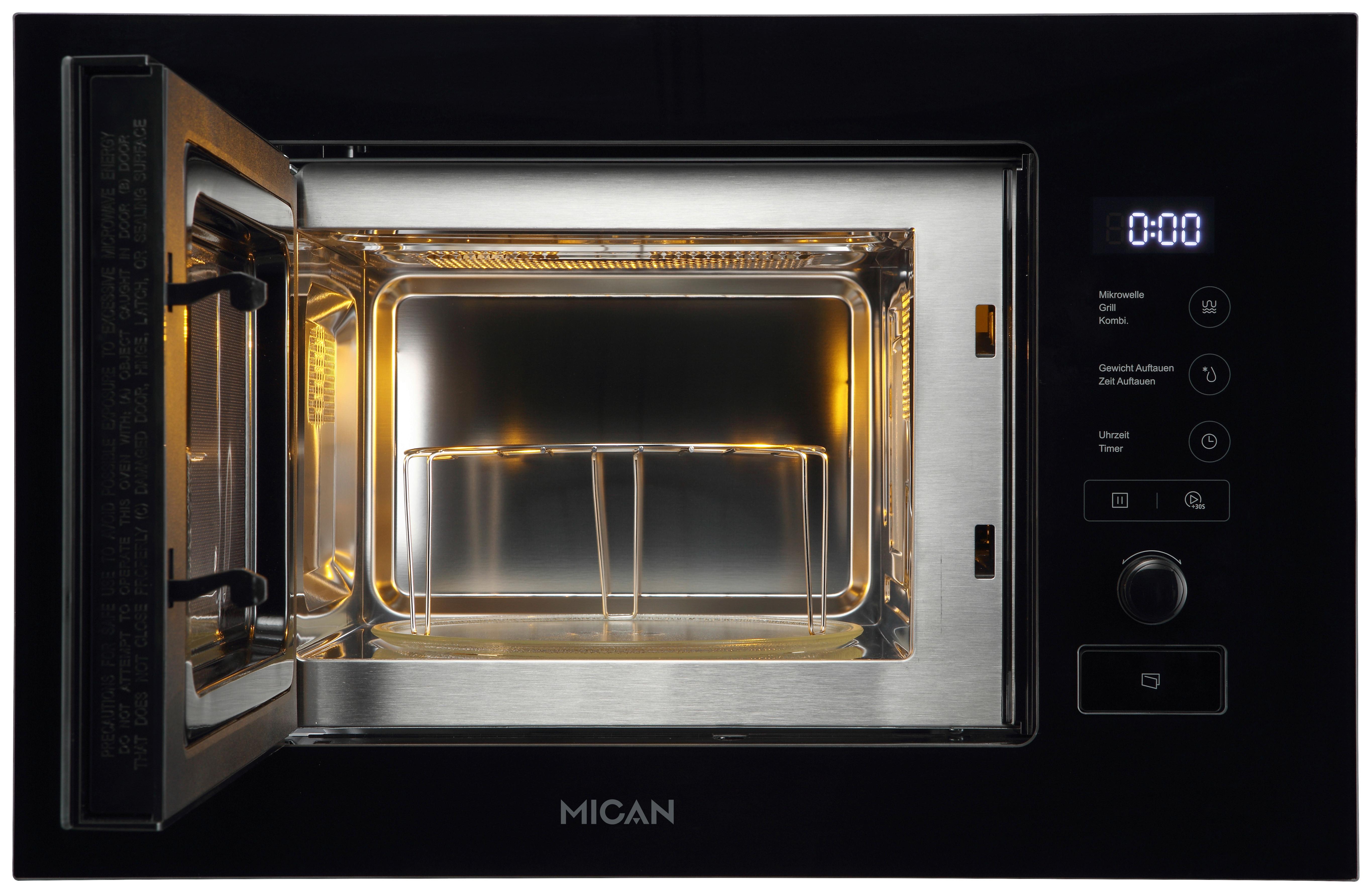 Einbaumikrowelle MGM17SCBG - Schwarz, Basics, Glas/Metall (60/38,2/32cm) - Mican